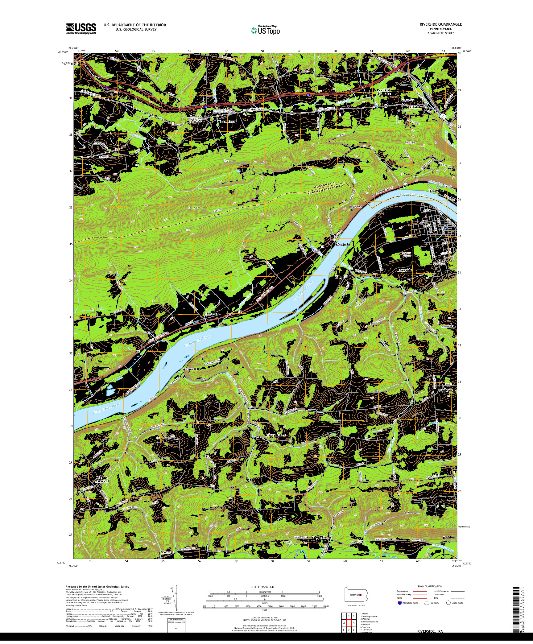 USGS US TOPO 7.5-MINUTE MAP FOR RIVERSIDE, PA 2019