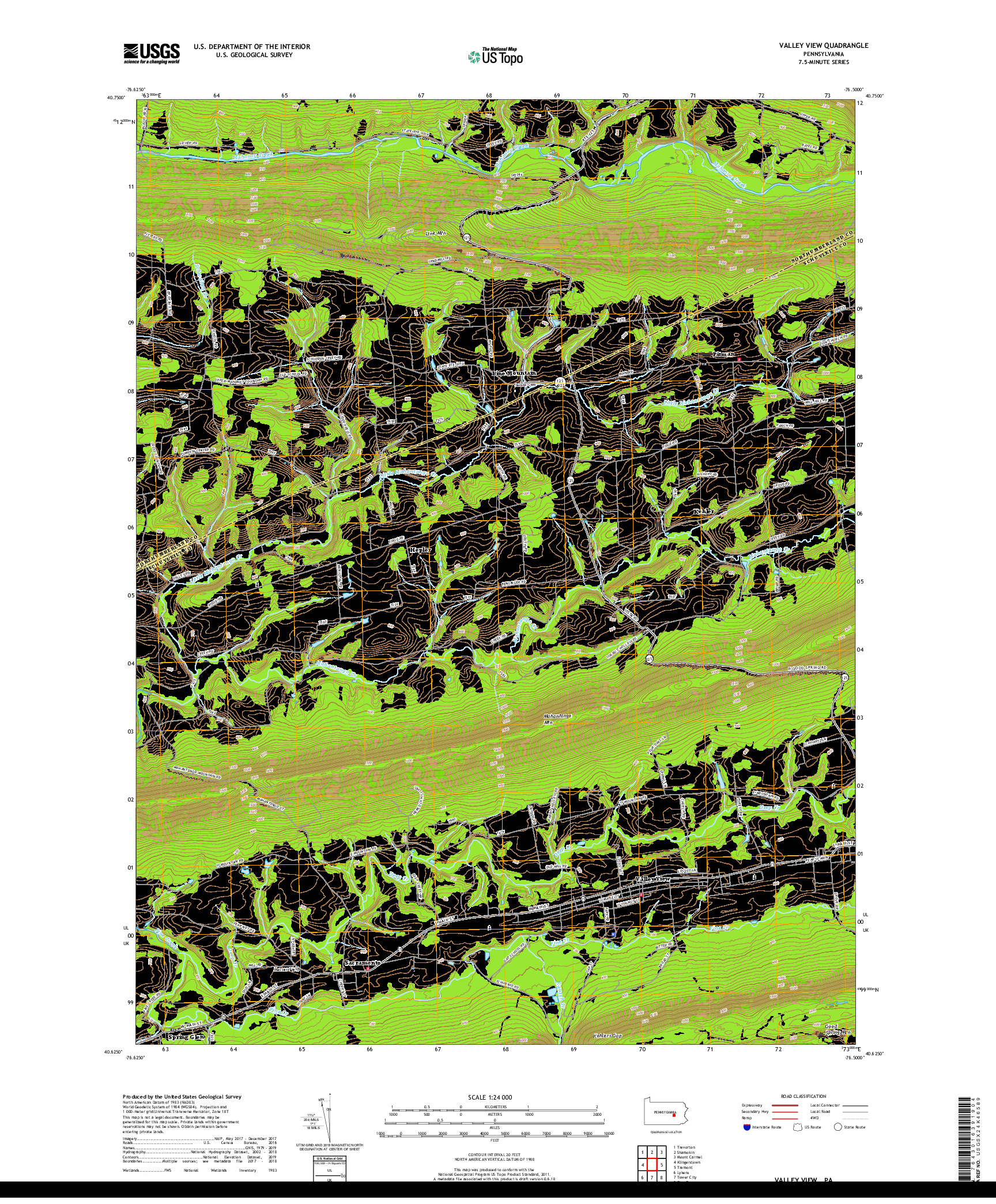 USGS US TOPO 7.5-MINUTE MAP FOR VALLEY VIEW, PA 2019