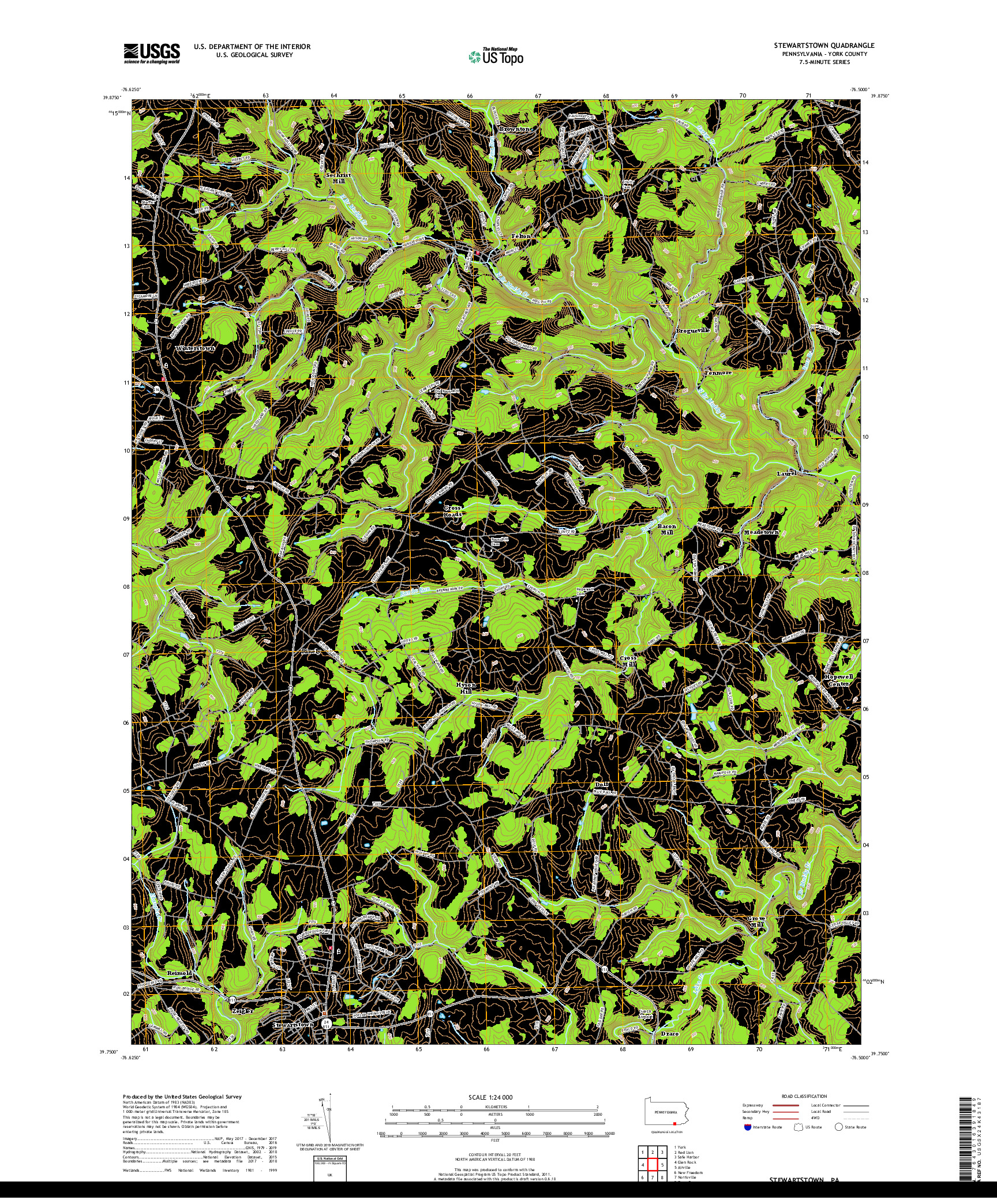 USGS US TOPO 7.5-MINUTE MAP FOR STEWARTSTOWN, PA 2019