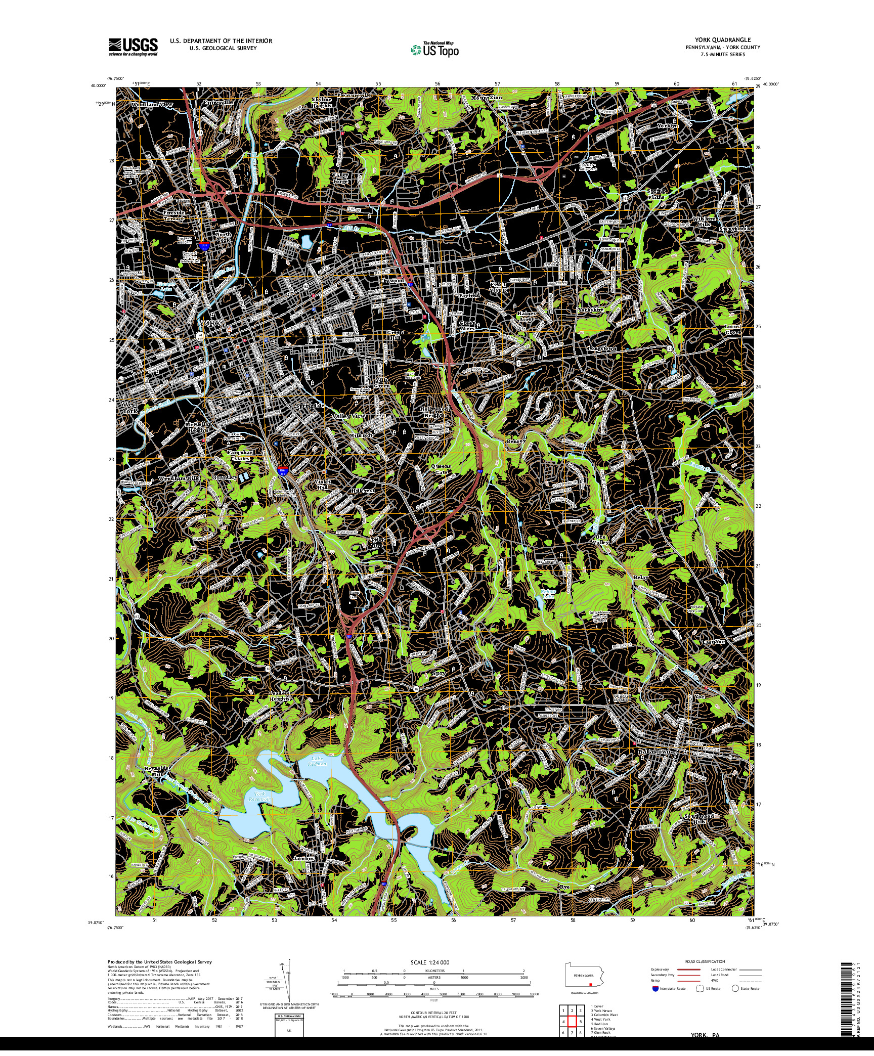 USGS US TOPO 7.5-MINUTE MAP FOR YORK, PA 2019