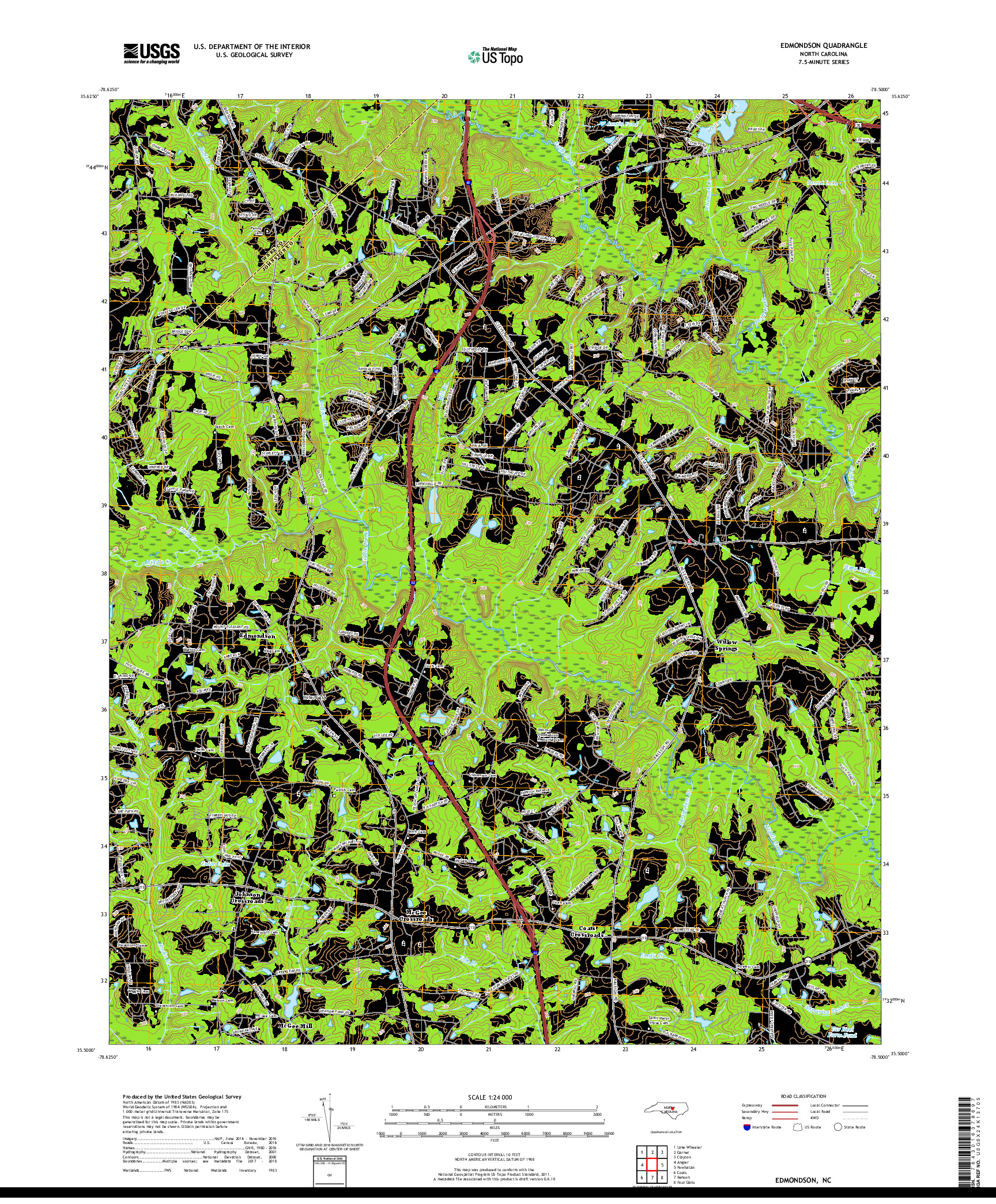 USGS US TOPO 7.5-MINUTE MAP FOR EDMONDSON, NC 2019