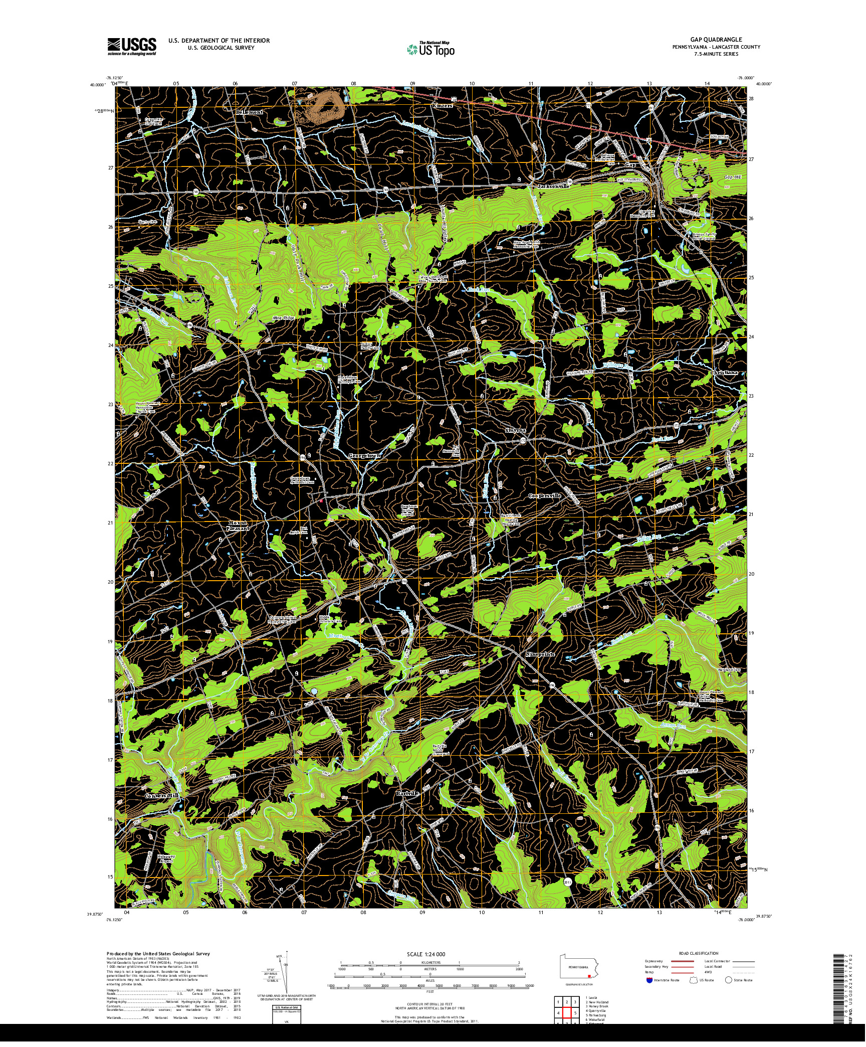 USGS US TOPO 7.5-MINUTE MAP FOR GAP, PA 2019