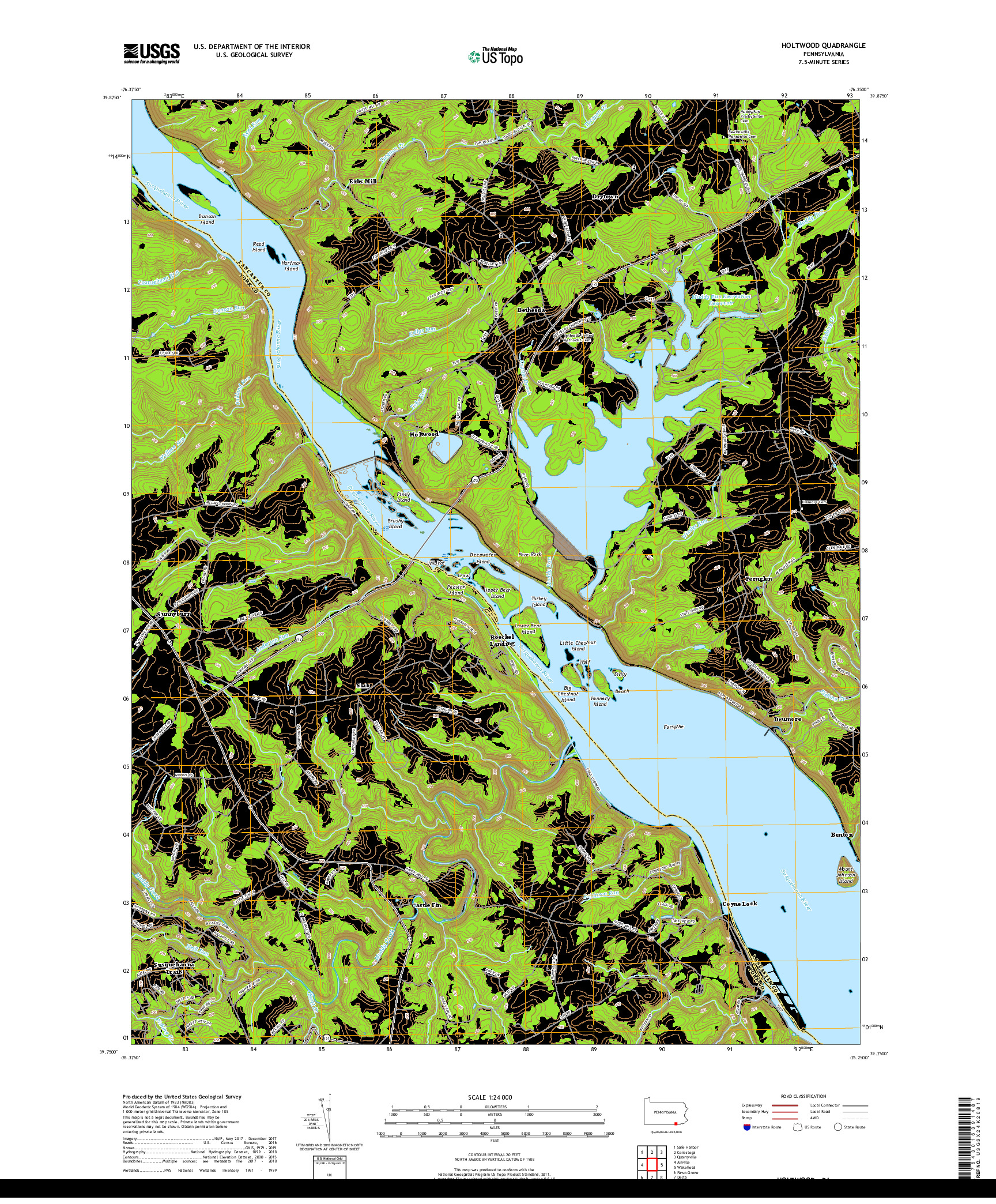 USGS US TOPO 7.5-MINUTE MAP FOR HOLTWOOD, PA 2019