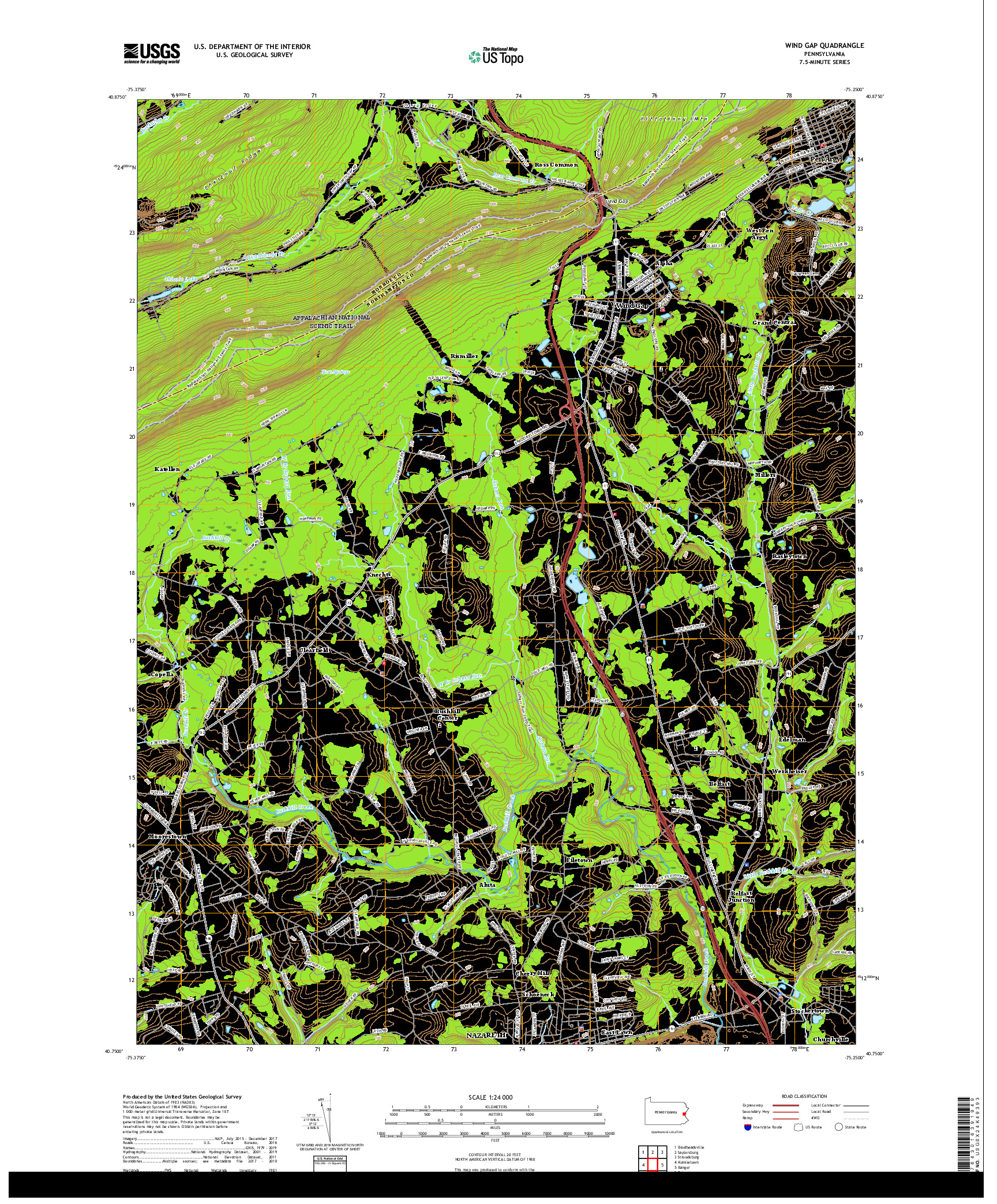 USGS US TOPO 7.5-MINUTE MAP FOR WIND GAP, PA 2019