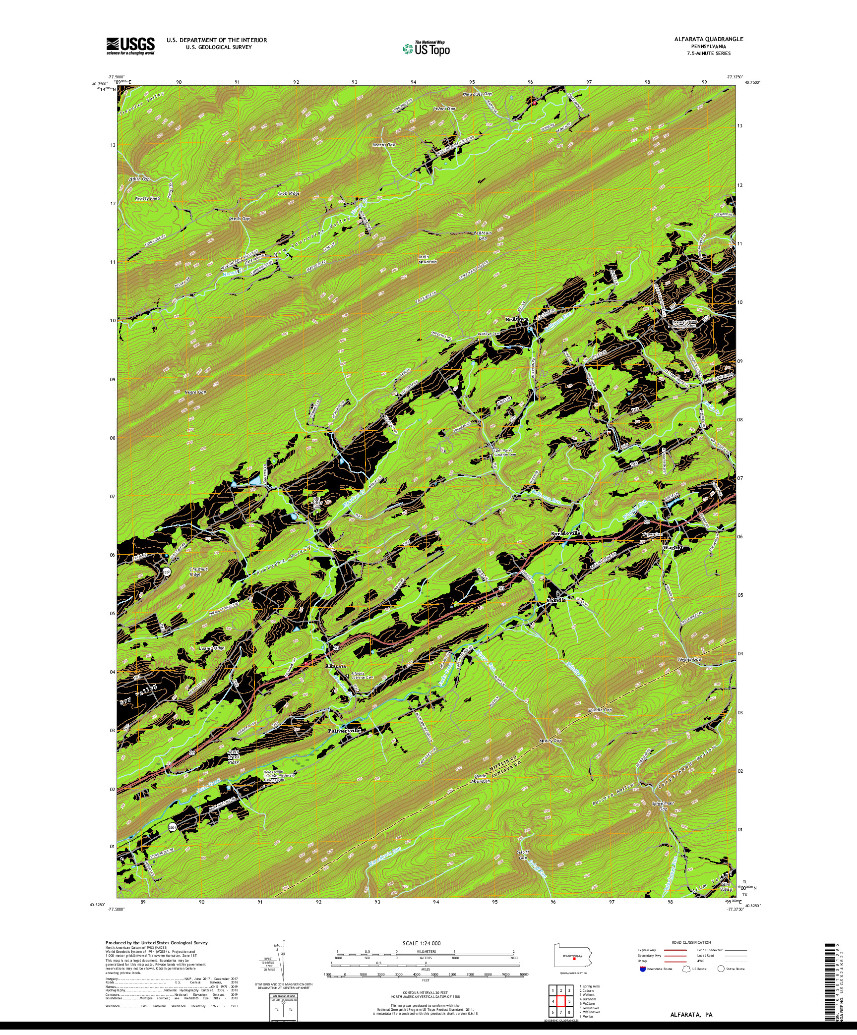 USGS US TOPO 7.5-MINUTE MAP FOR ALFARATA, PA 2019