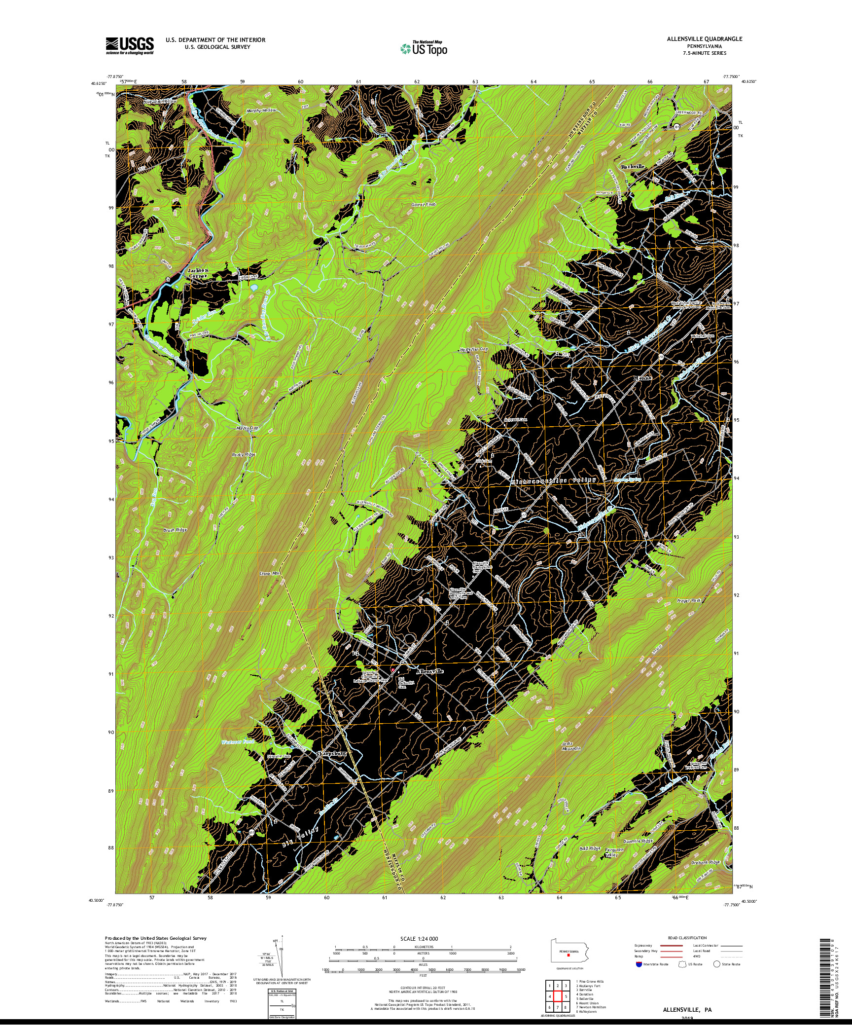 USGS US TOPO 7.5-MINUTE MAP FOR ALLENSVILLE, PA 2019