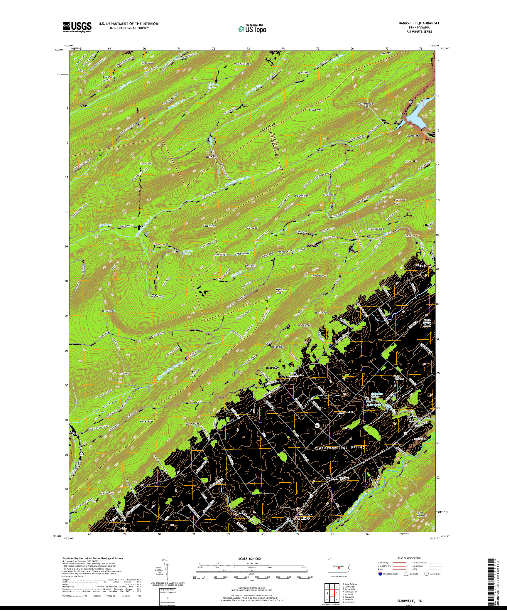 USGS US TOPO 7.5-MINUTE MAP FOR BARRVILLE, PA 2019