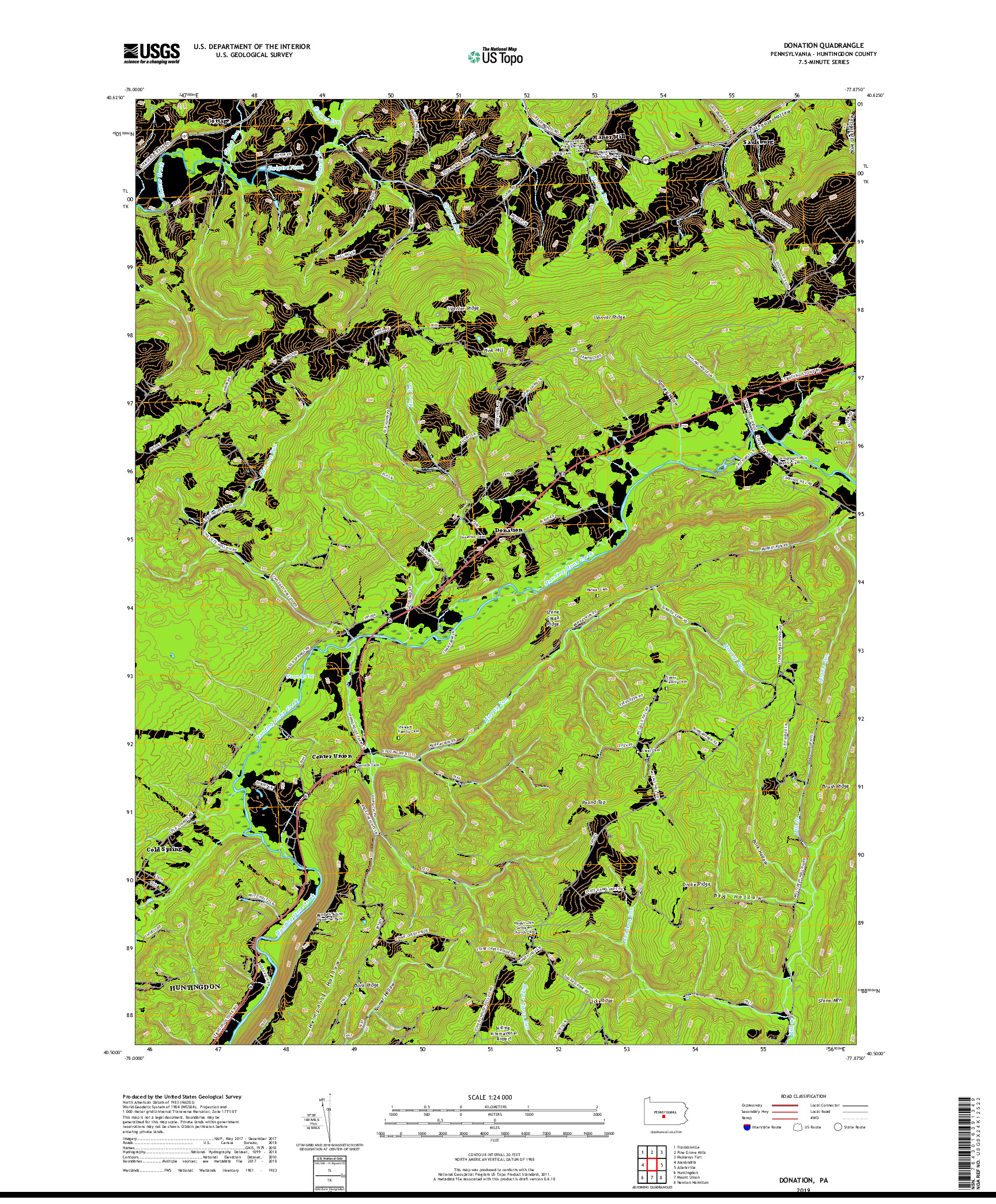 USGS US TOPO 7.5-MINUTE MAP FOR DONATION, PA 2019