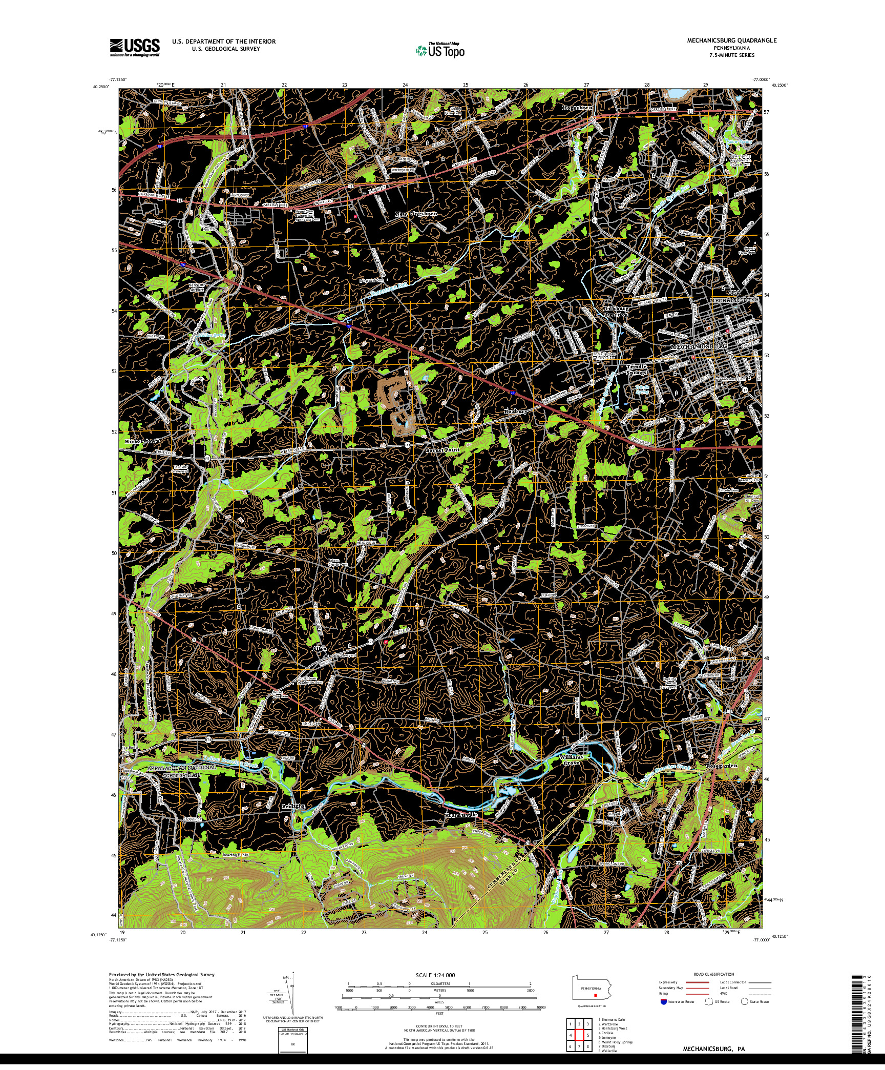USGS US TOPO 7.5-MINUTE MAP FOR MECHANICSBURG, PA 2019