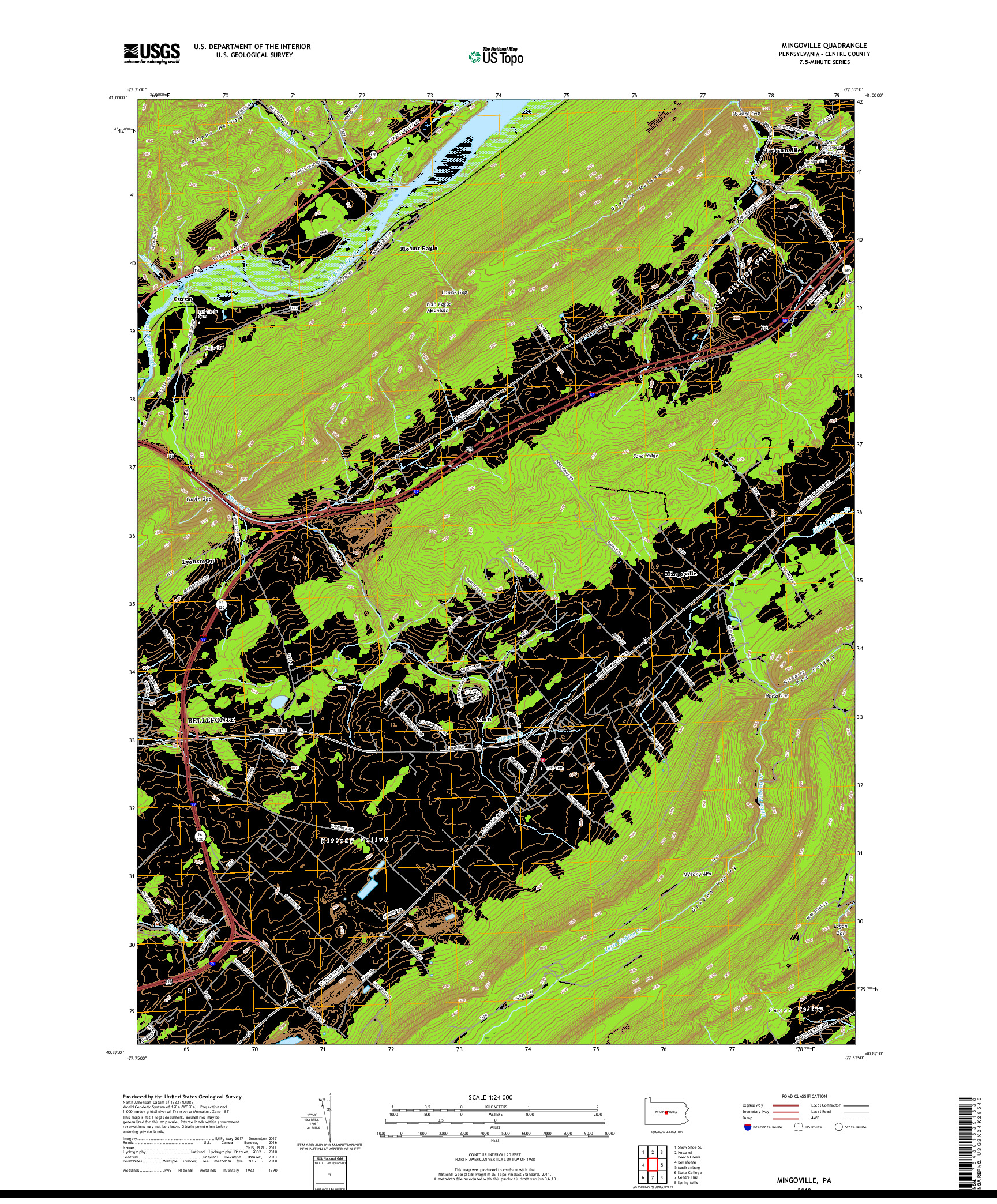 USGS US TOPO 7.5-MINUTE MAP FOR MINGOVILLE, PA 2019