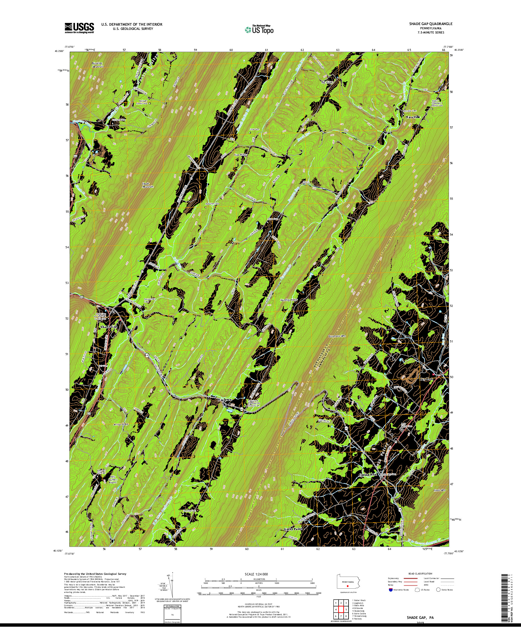 USGS US TOPO 7.5-MINUTE MAP FOR SHADE GAP, PA 2019