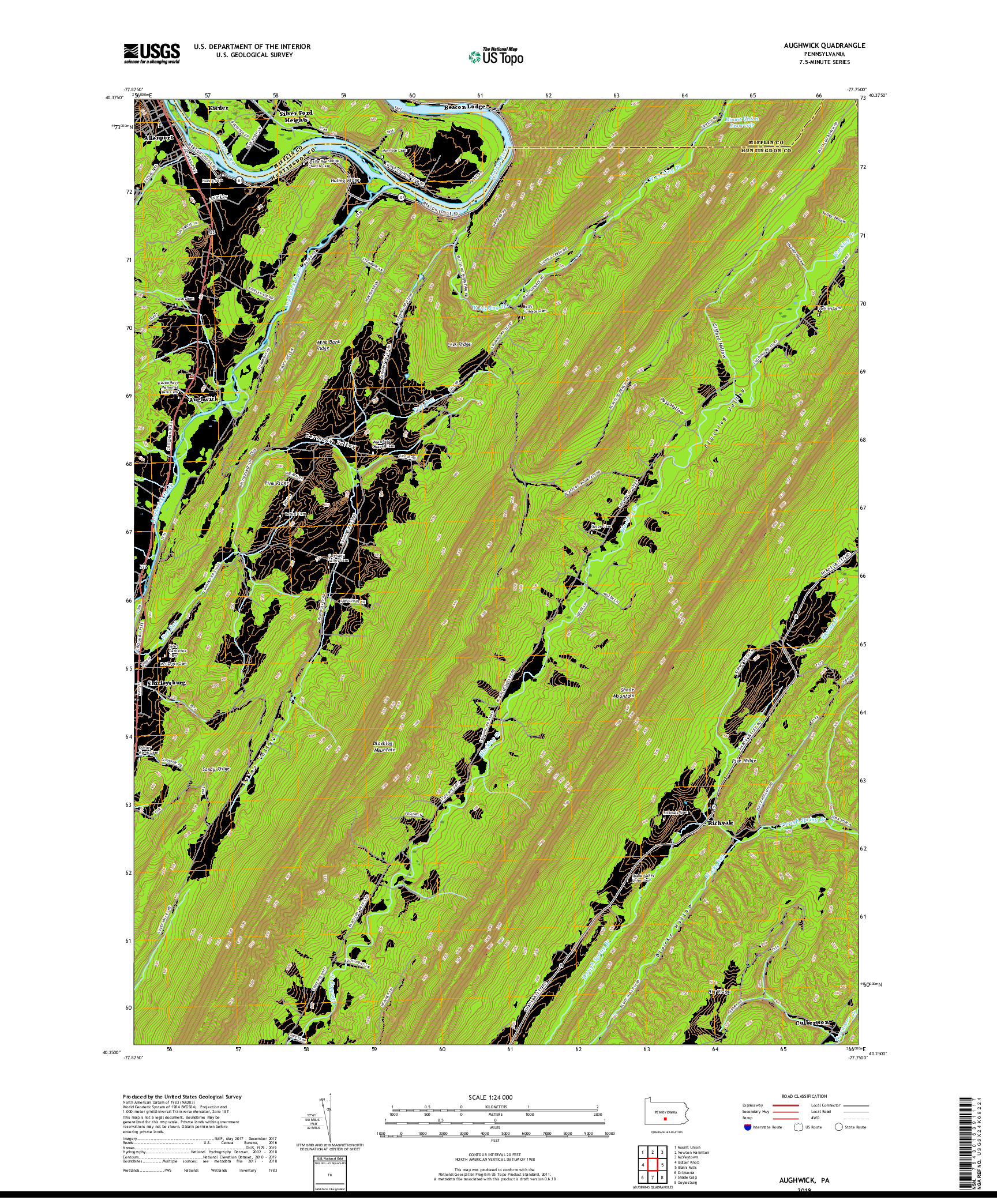 USGS US TOPO 7.5-MINUTE MAP FOR AUGHWICK, PA 2019