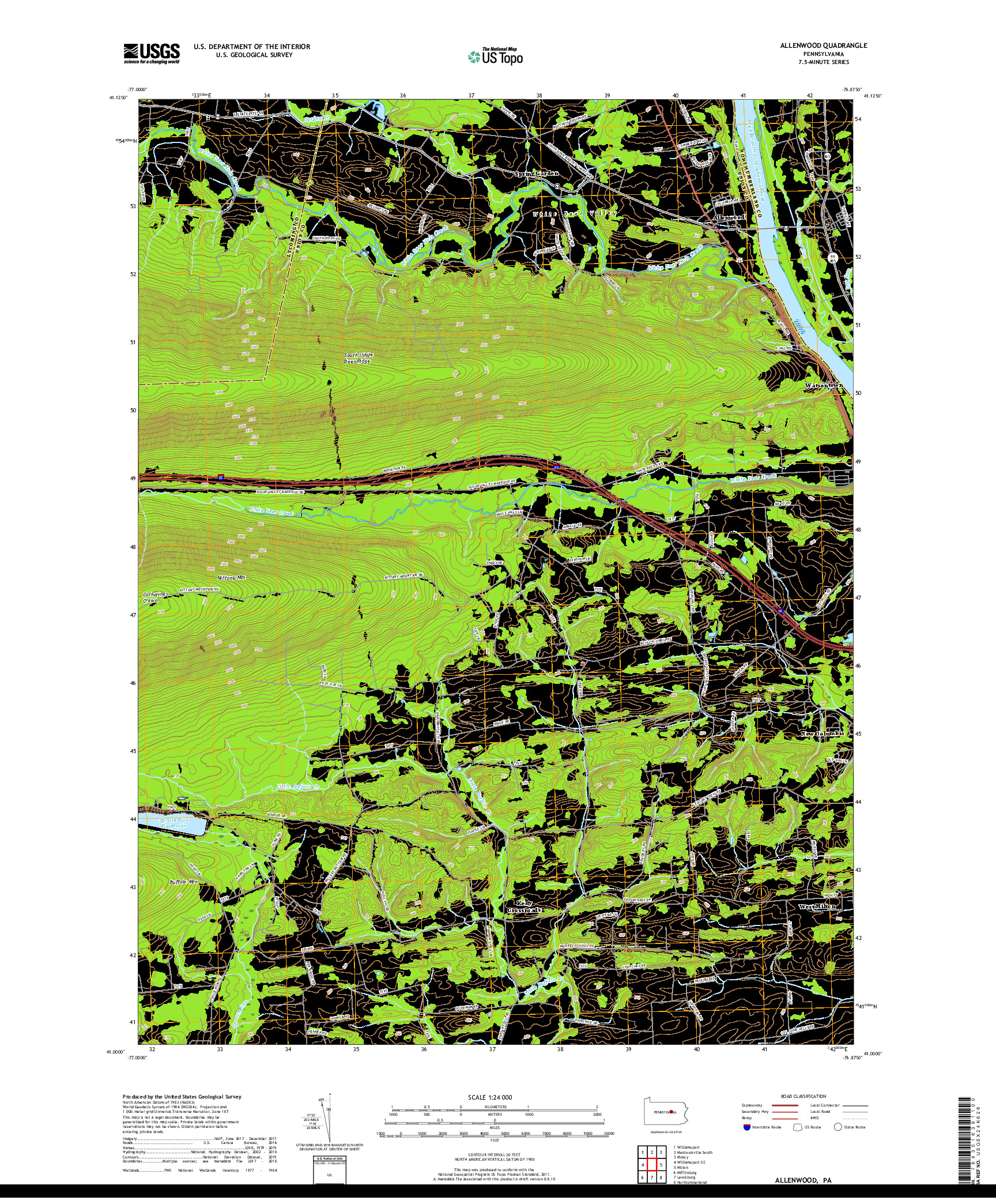 USGS US TOPO 7.5-MINUTE MAP FOR ALLENWOOD, PA 2019