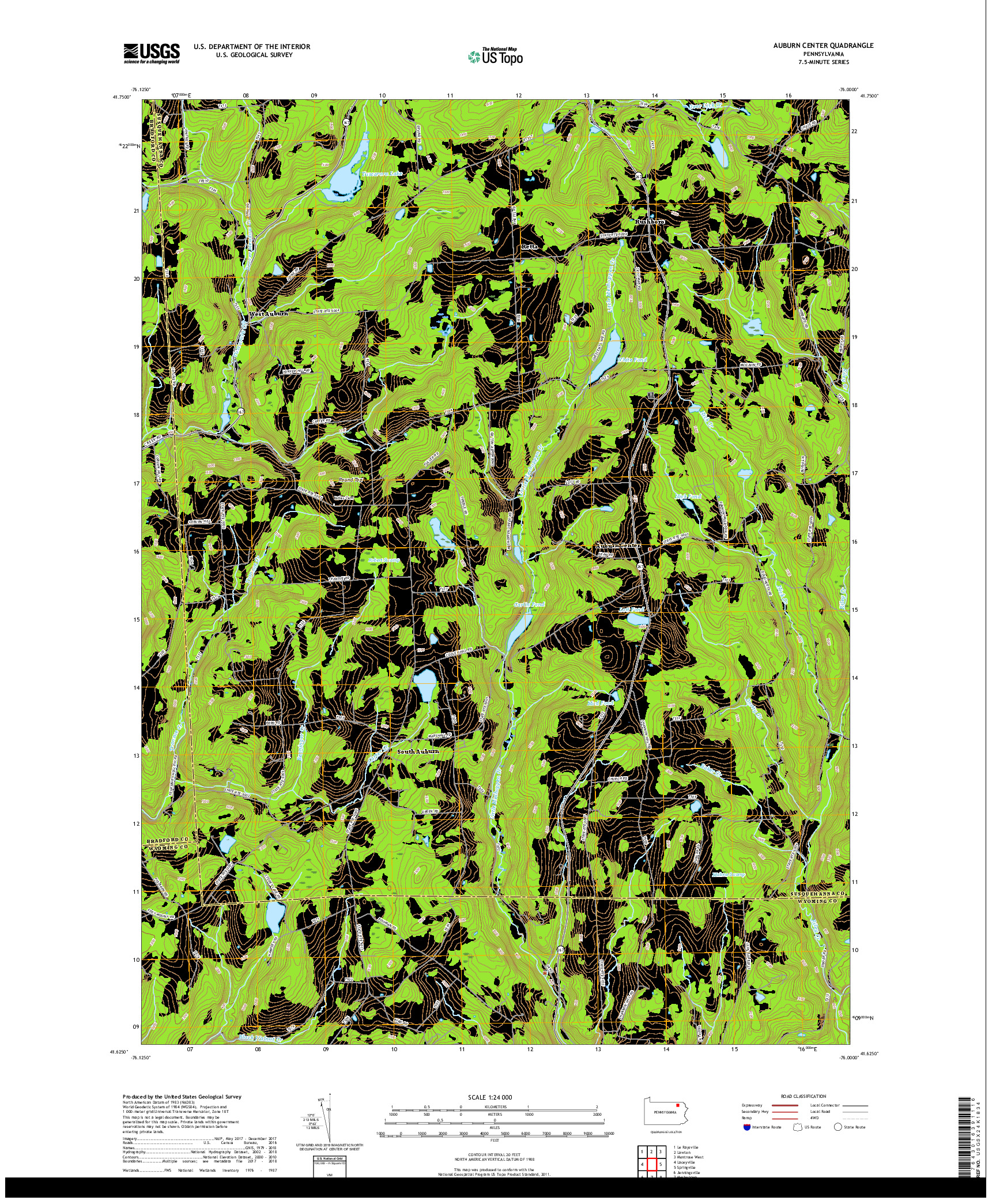 USGS US TOPO 7.5-MINUTE MAP FOR AUBURN CENTER, PA 2019