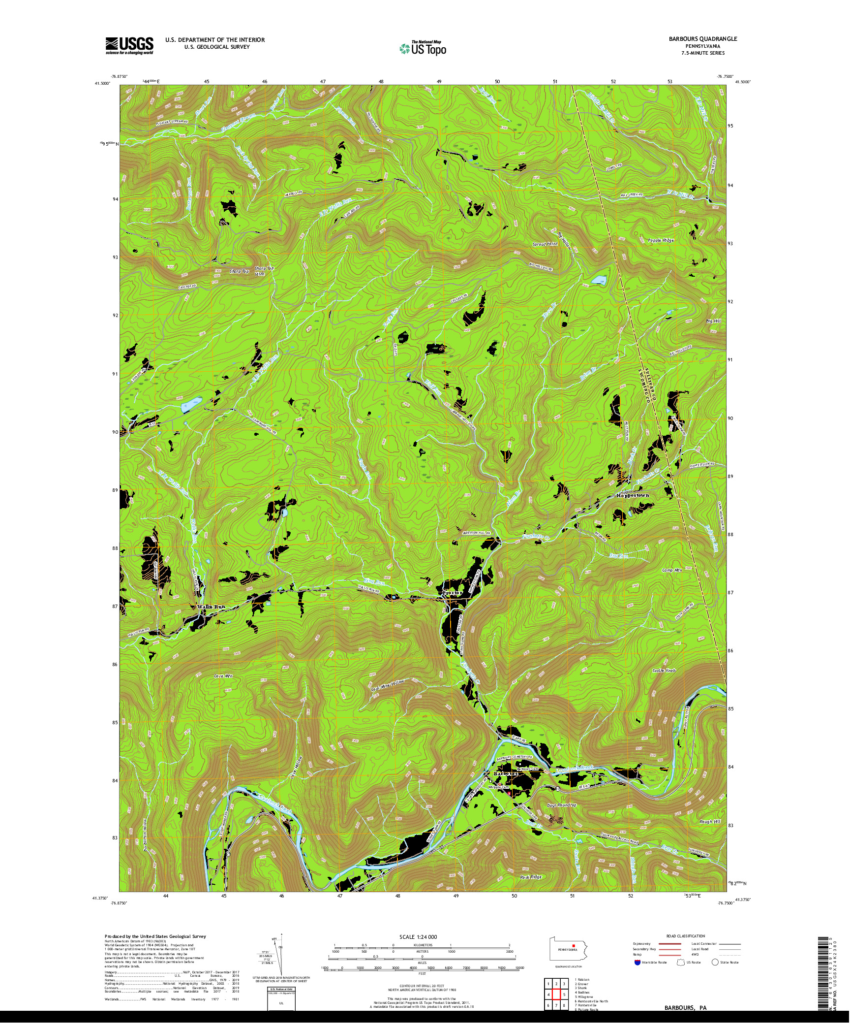 USGS US TOPO 7.5-MINUTE MAP FOR BARBOURS, PA 2019