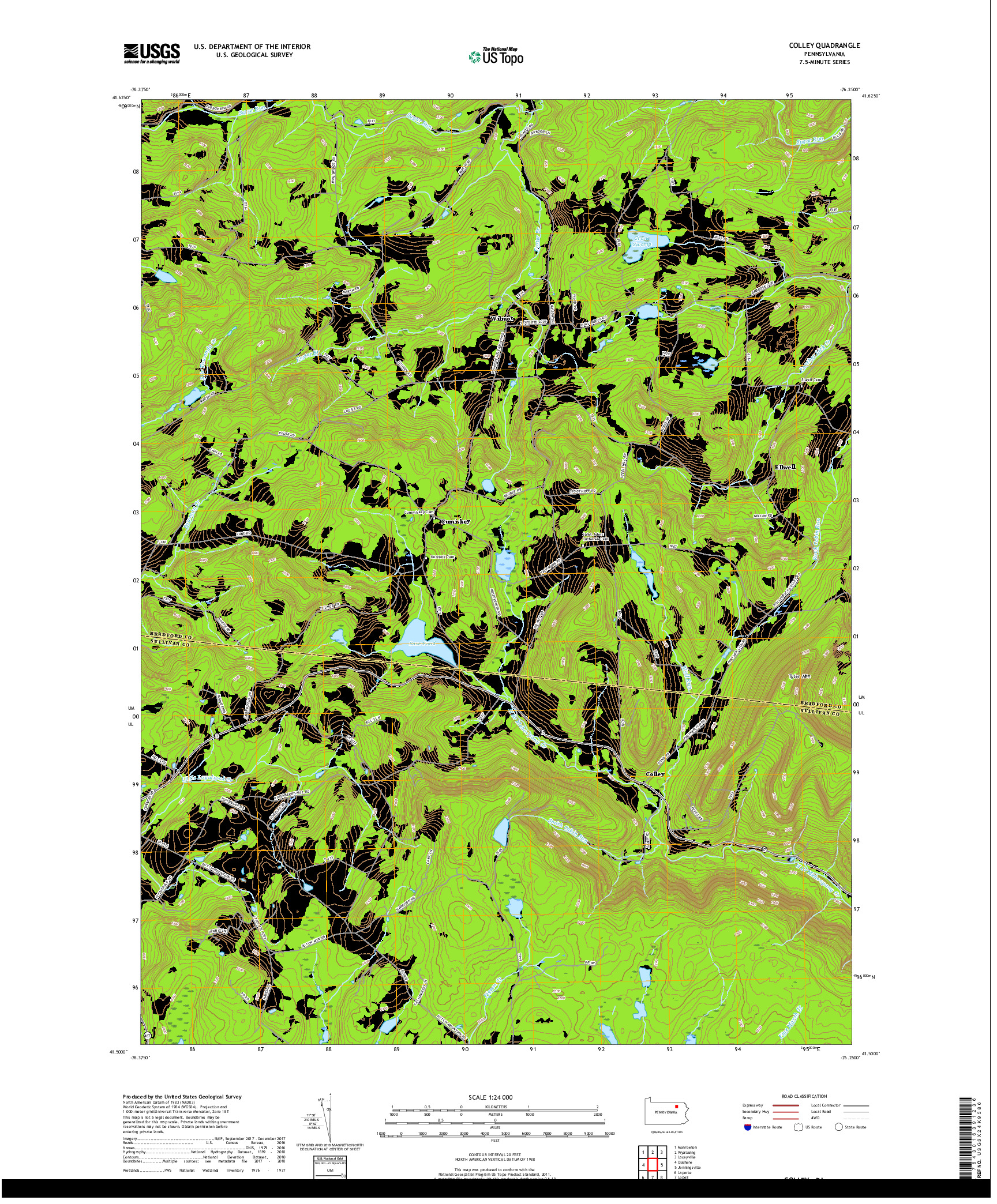 USGS US TOPO 7.5-MINUTE MAP FOR COLLEY, PA 2019