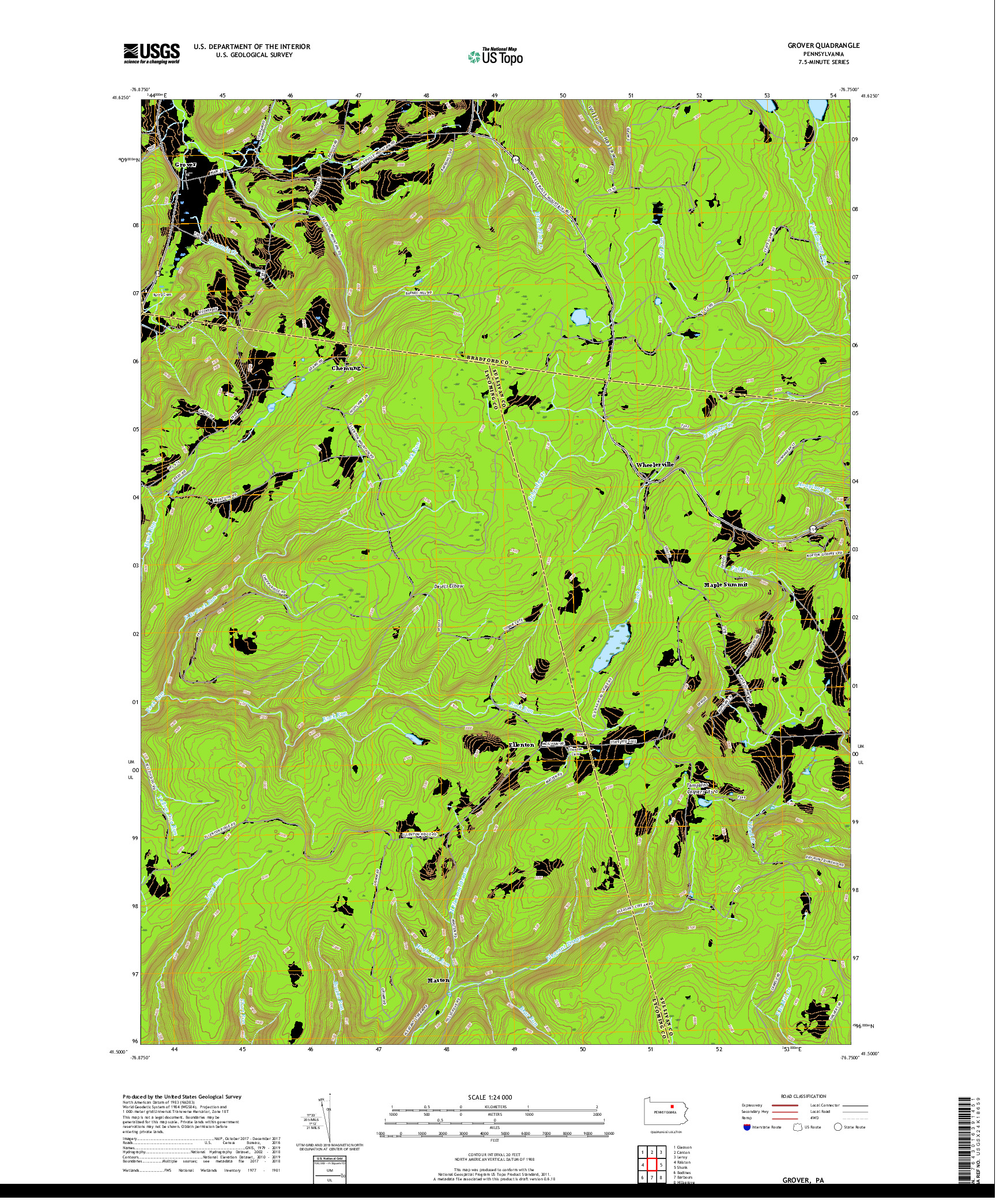 USGS US TOPO 7.5-MINUTE MAP FOR GROVER, PA 2019