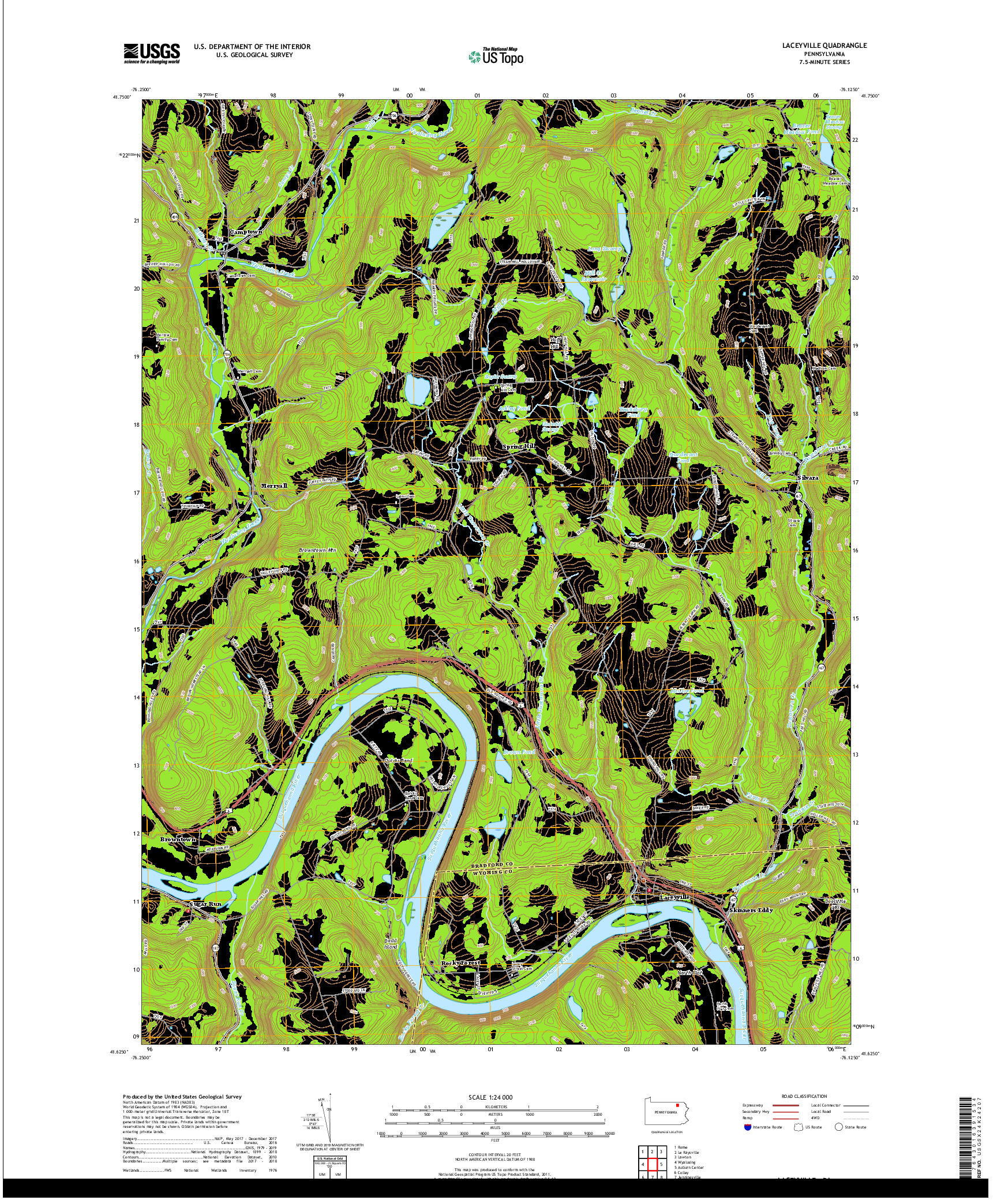 USGS US TOPO 7.5-MINUTE MAP FOR LACEYVILLE, PA 2019