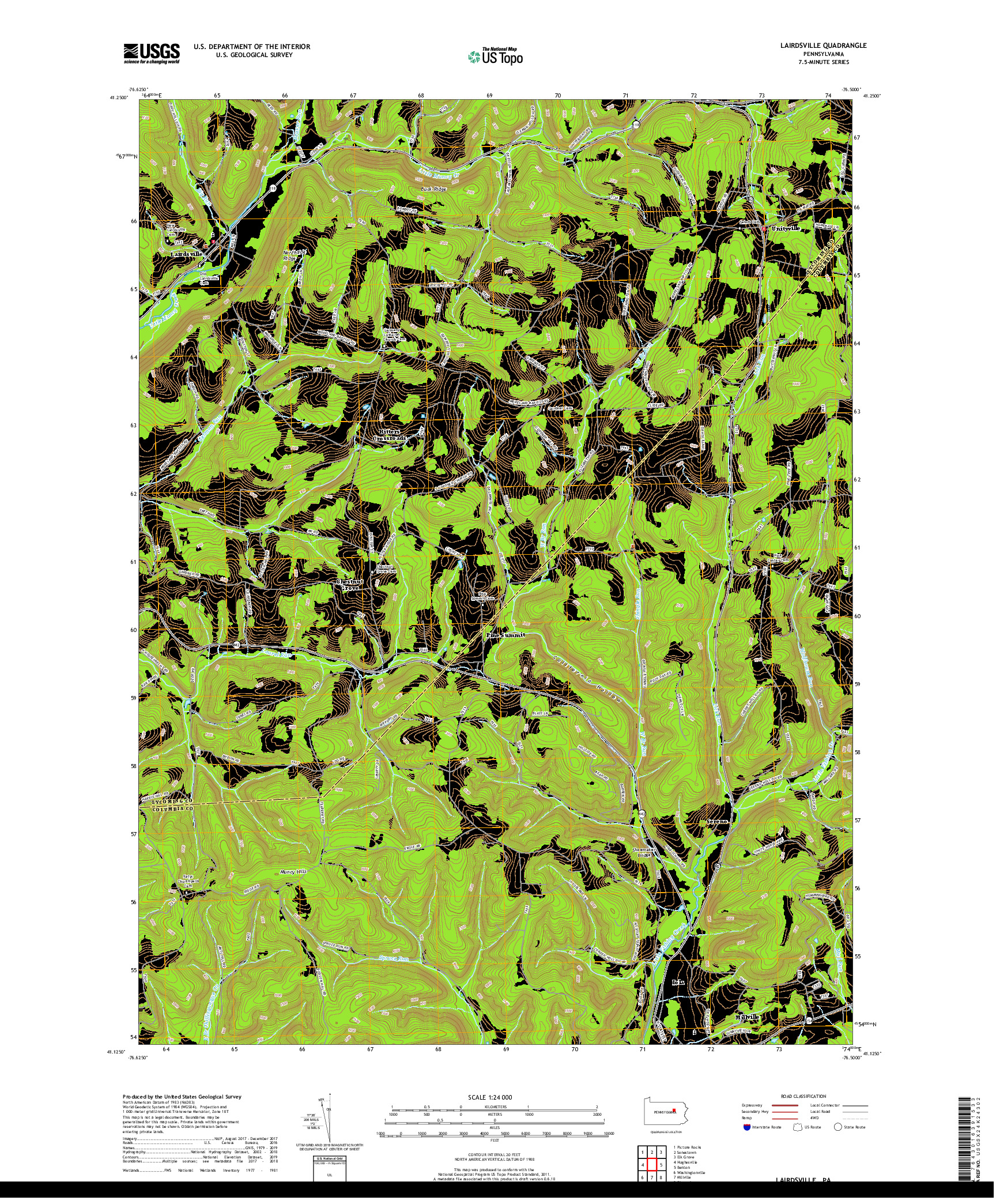 USGS US TOPO 7.5-MINUTE MAP FOR LAIRDSVILLE, PA 2019