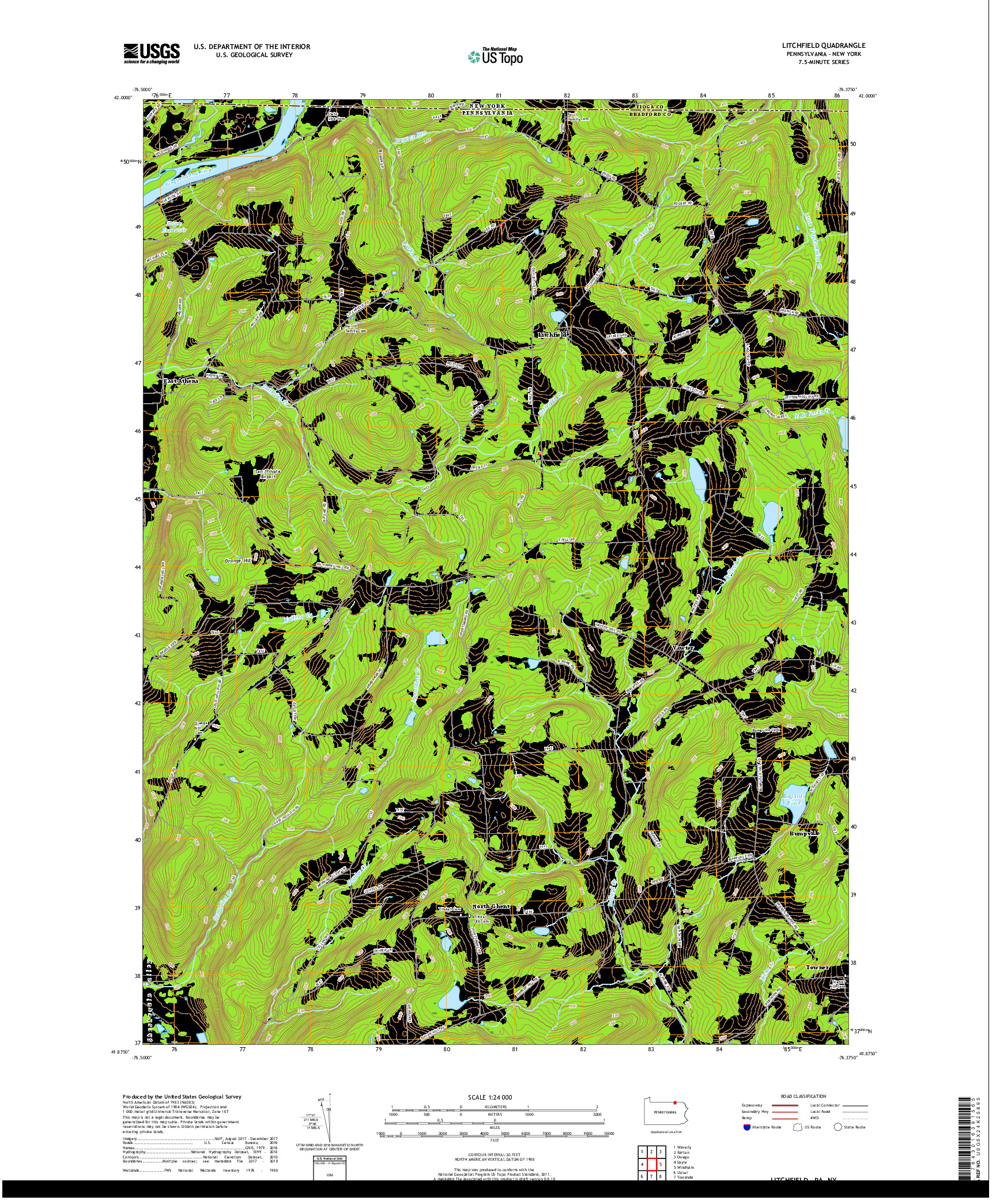 USGS US TOPO 7.5-MINUTE MAP FOR LITCHFIELD, PA,NY 2019