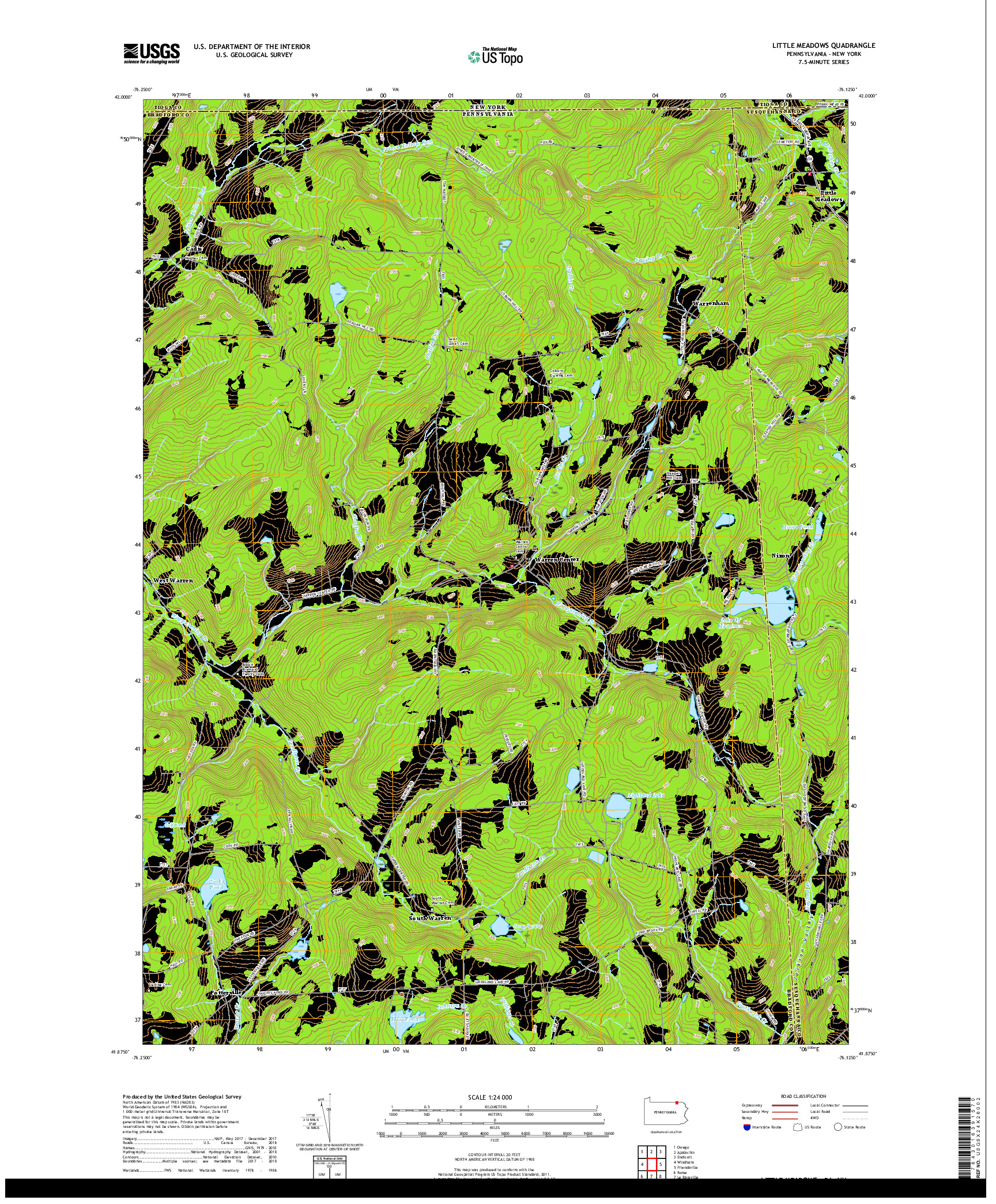 USGS US TOPO 7.5-MINUTE MAP FOR LITTLE MEADOWS, PA,NY 2019