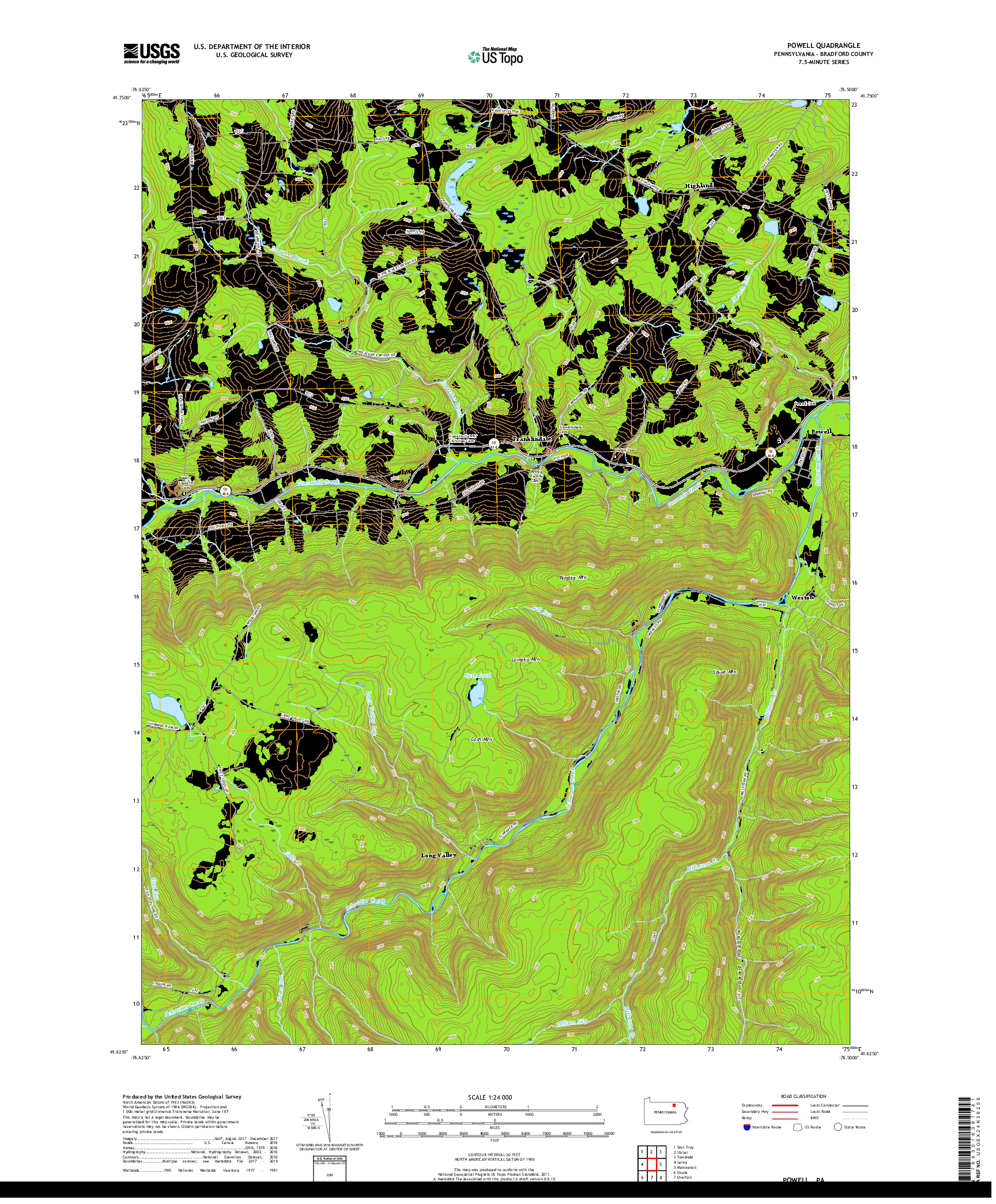 USGS US TOPO 7.5-MINUTE MAP FOR POWELL, PA 2019