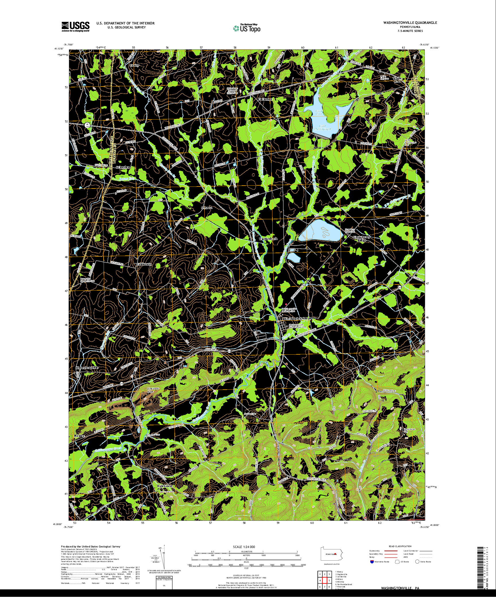 USGS US TOPO 7.5-MINUTE MAP FOR WASHINGTONVILLE, PA 2019