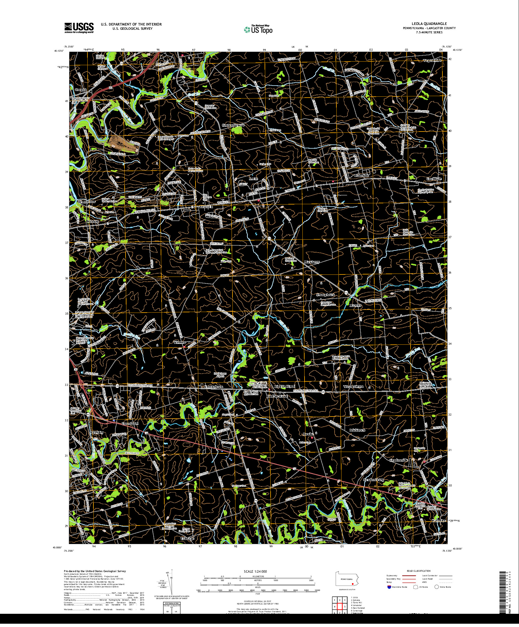 USGS US TOPO 7.5-MINUTE MAP FOR LEOLA, PA 2019