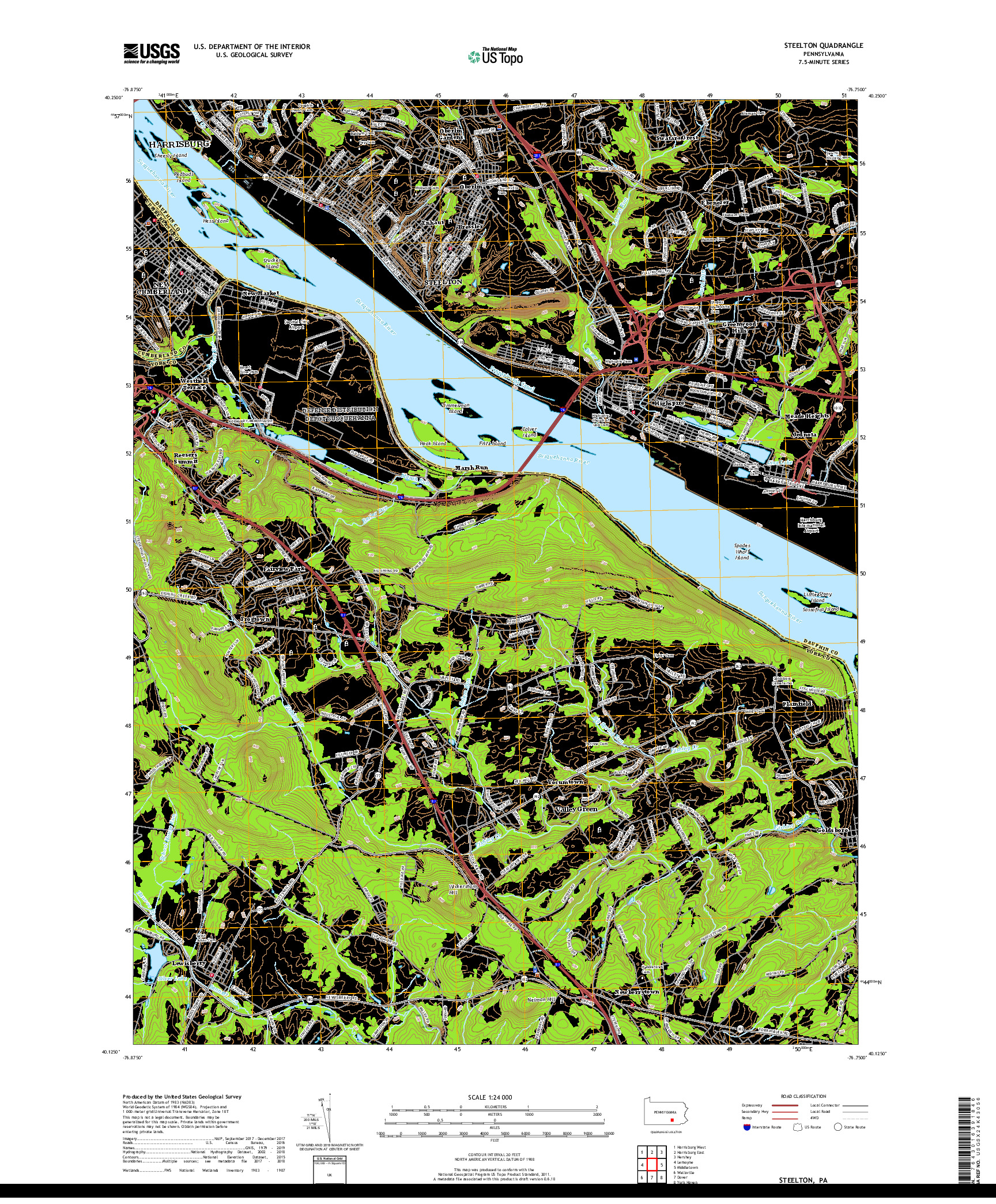 USGS US TOPO 7.5-MINUTE MAP FOR STEELTON, PA 2019