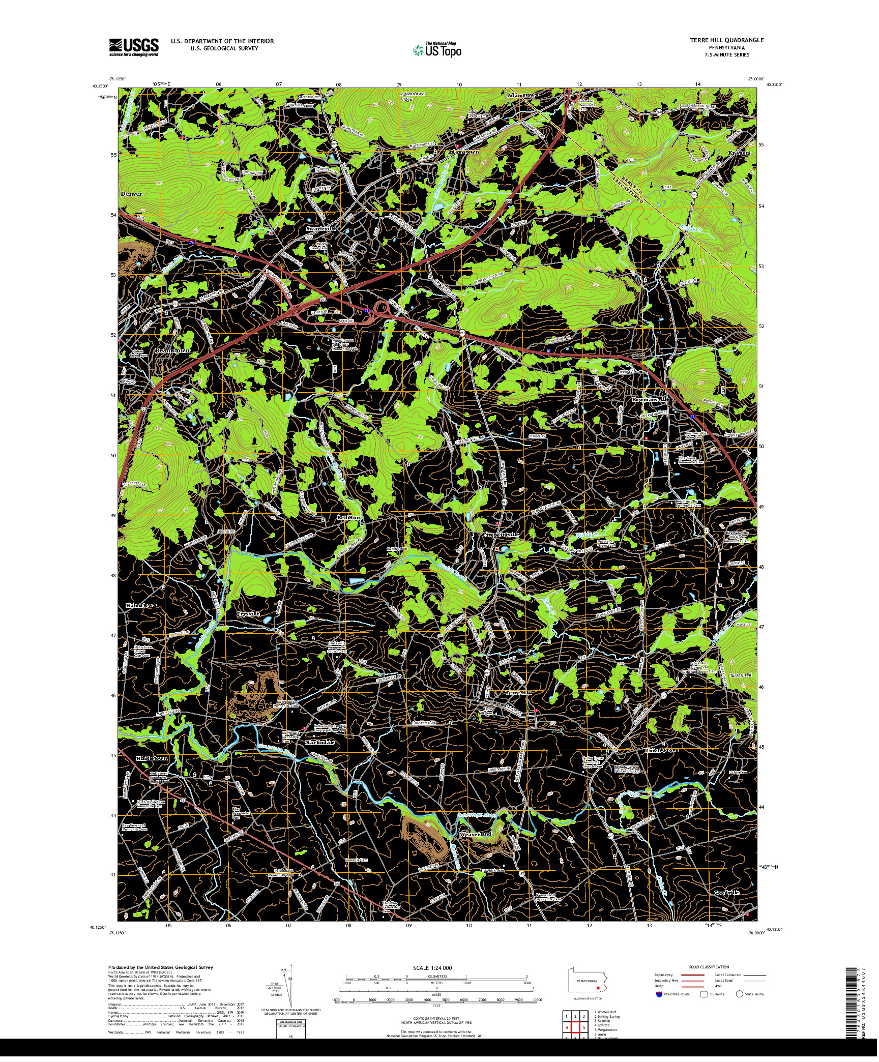 USGS US TOPO 7.5-MINUTE MAP FOR TERRE HILL, PA 2019