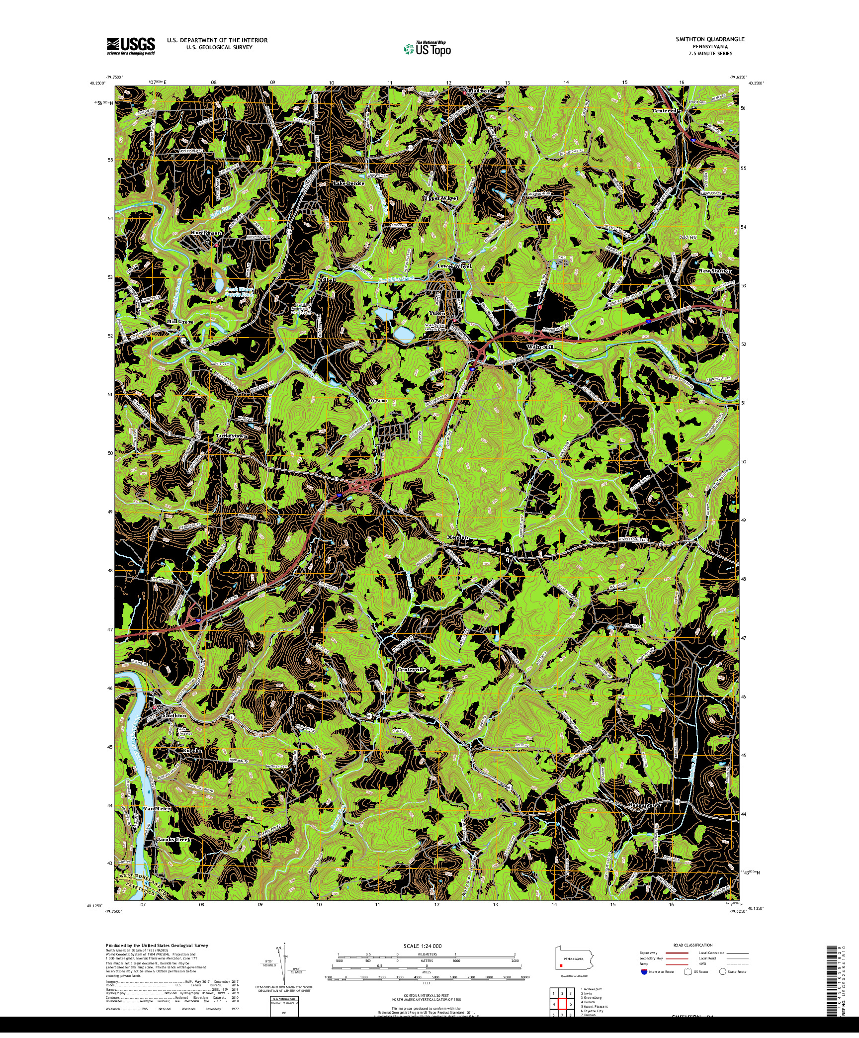 USGS US TOPO 7.5-MINUTE MAP FOR SMITHTON, PA 2019