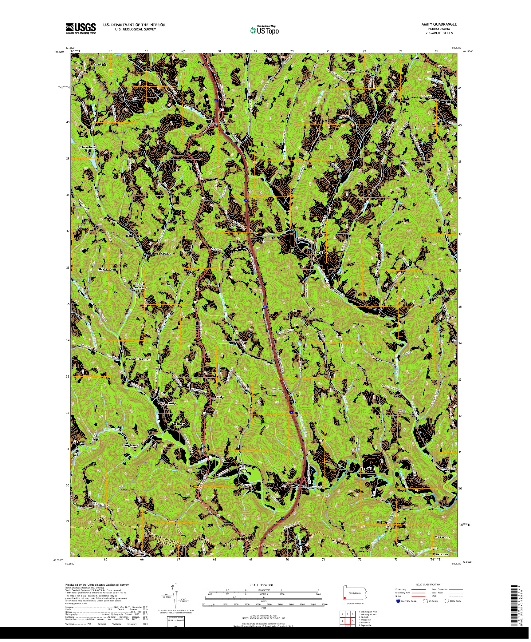 USGS US TOPO 7.5-MINUTE MAP FOR AMITY, PA 2019