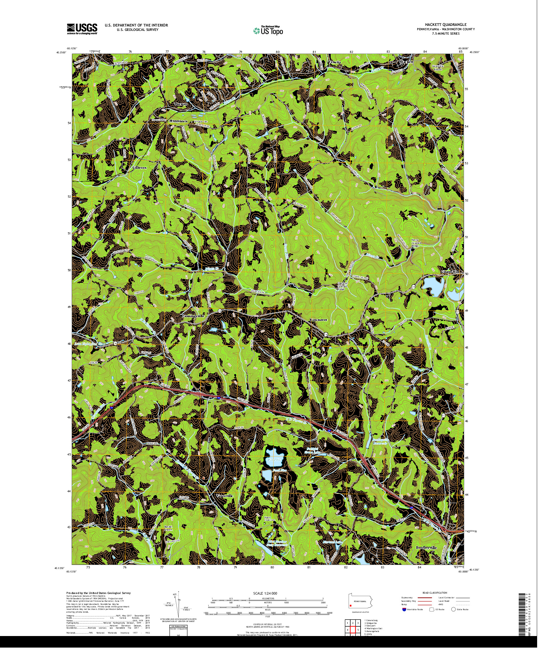 USGS US TOPO 7.5-MINUTE MAP FOR HACKETT, PA 2019