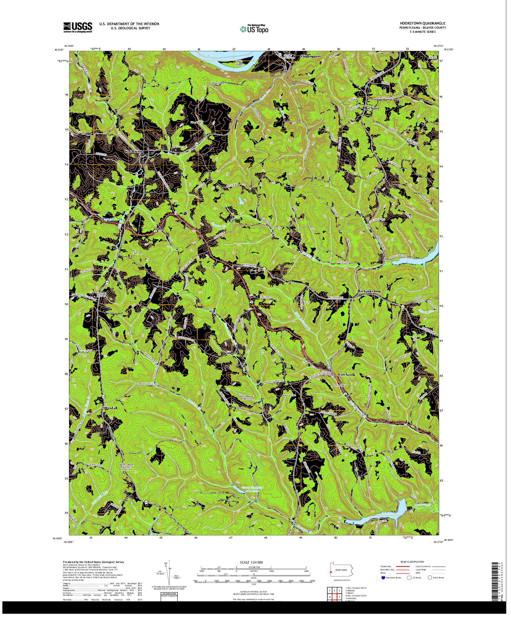 USGS US TOPO 7.5-MINUTE MAP FOR HOOKSTOWN, PA 2019