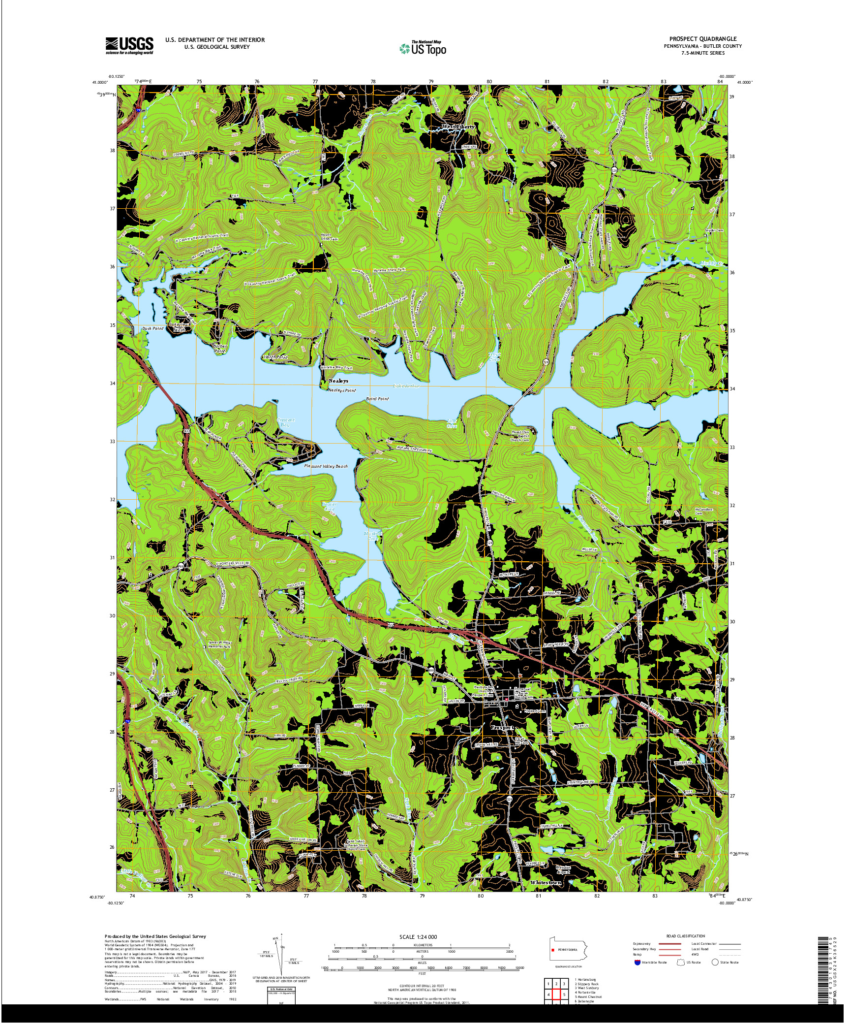 USGS US TOPO 7.5-MINUTE MAP FOR PROSPECT, PA 2019