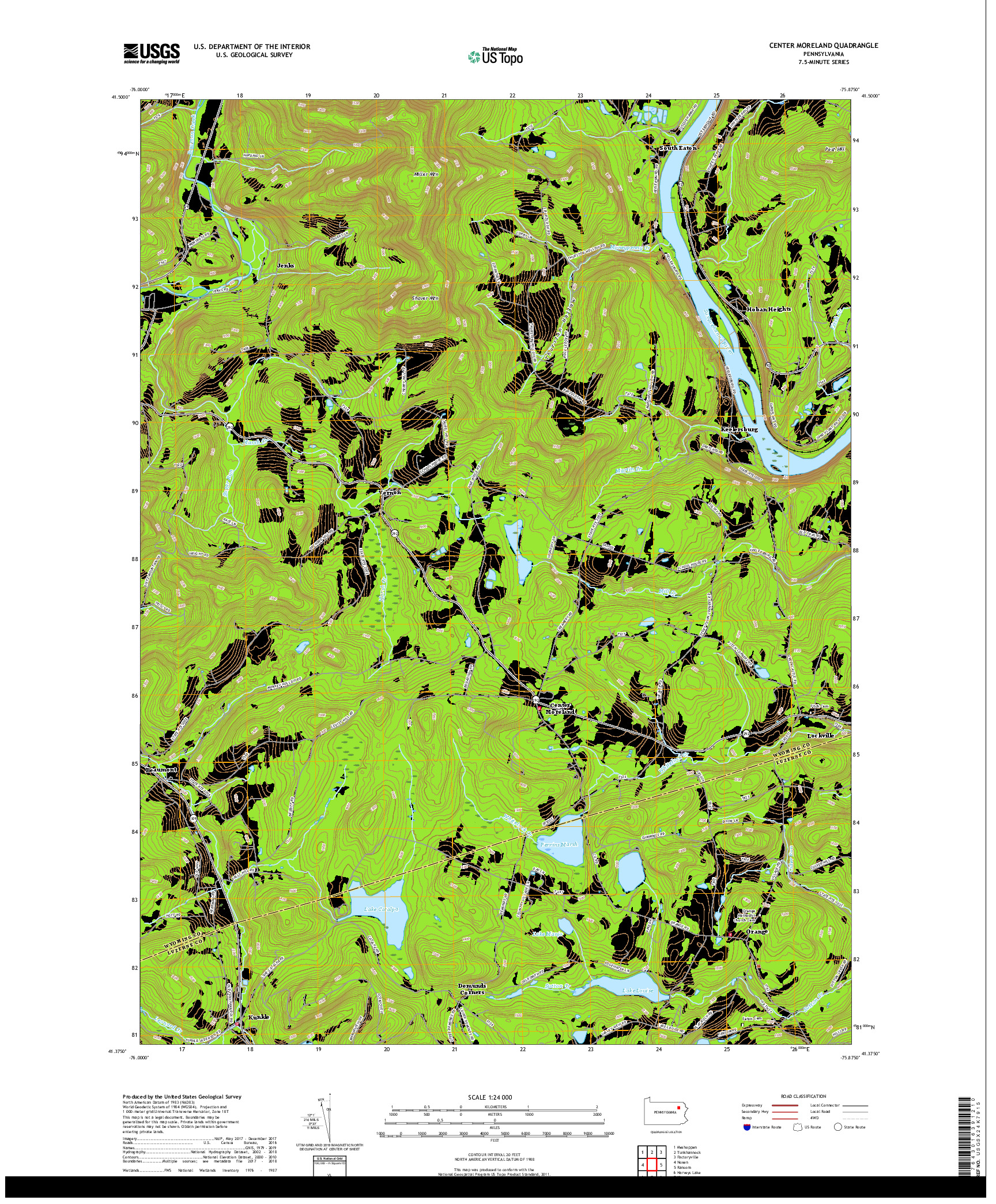 USGS US TOPO 7.5-MINUTE MAP FOR CENTER MORELAND, PA 2019