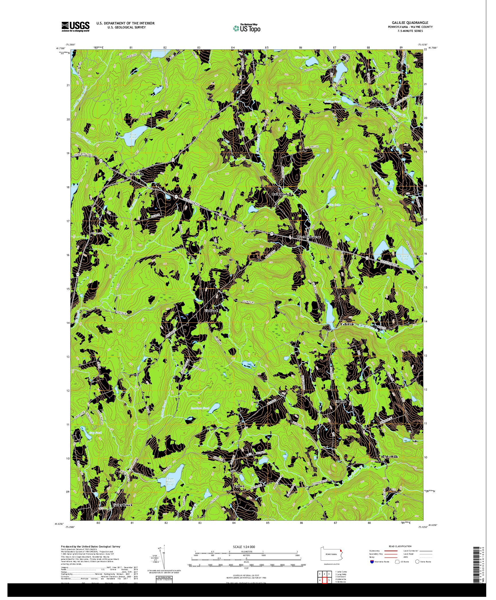 USGS US TOPO 7.5-MINUTE MAP FOR GALILEE, PA 2019