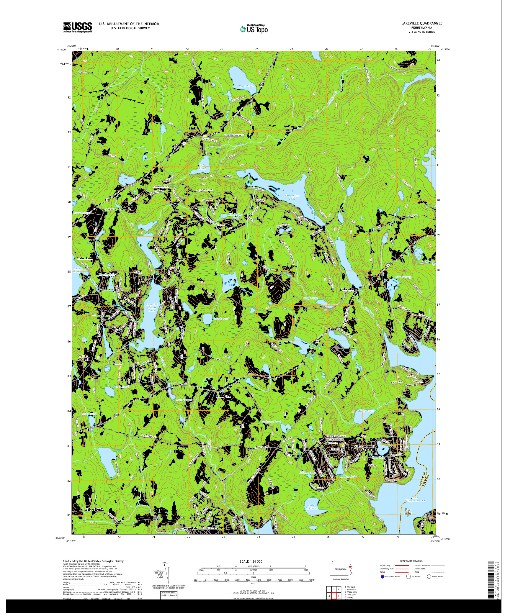 USGS US TOPO 7.5-MINUTE MAP FOR LAKEVILLE, PA 2019