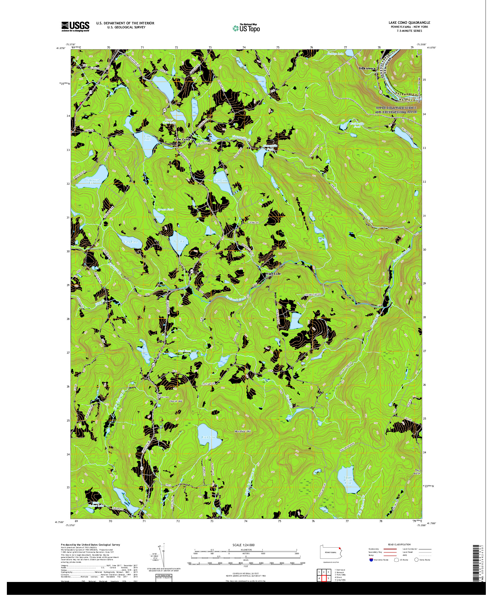 USGS US TOPO 7.5-MINUTE MAP FOR LAKE COMO, PA,NY 2019