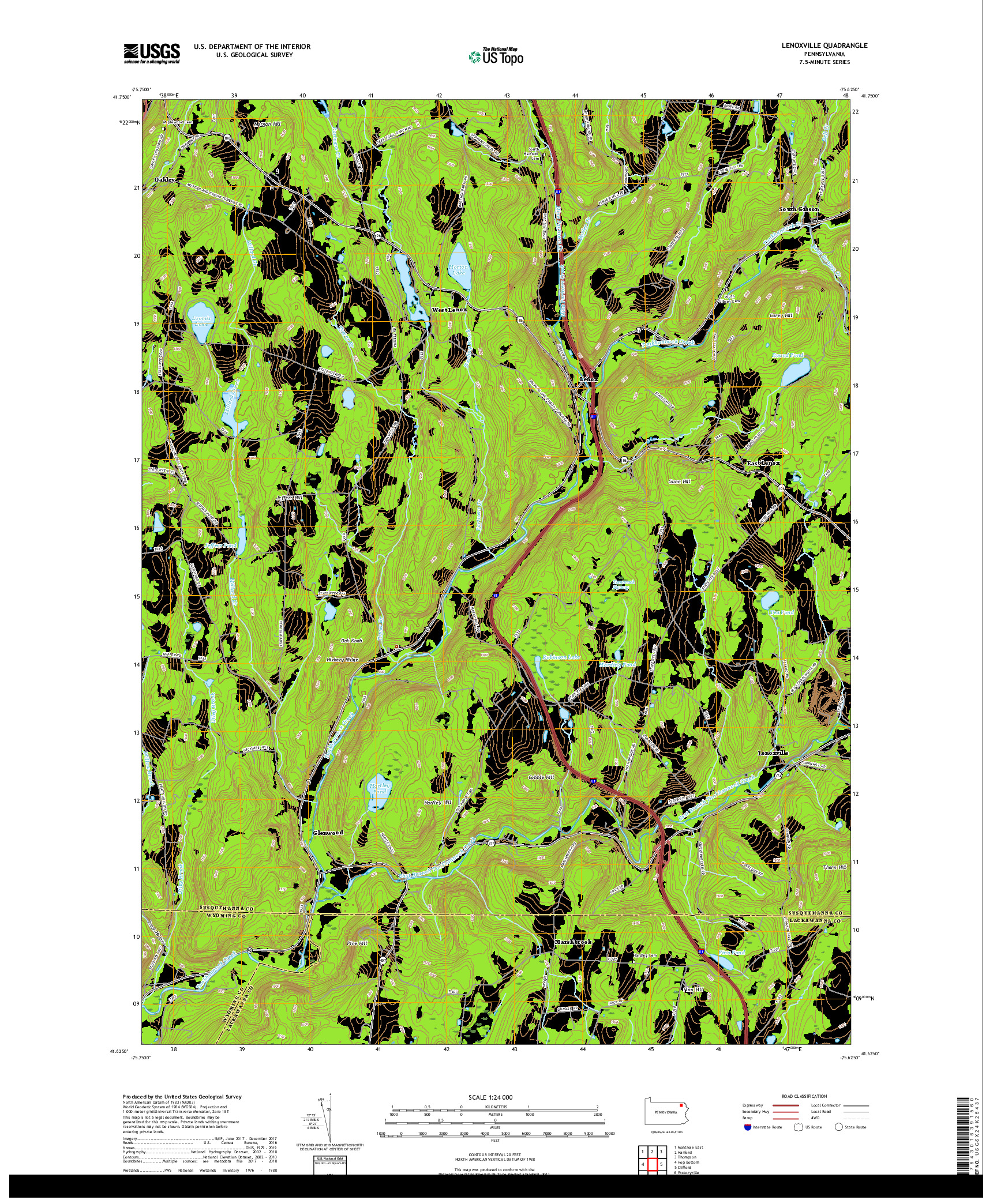 USGS US TOPO 7.5-MINUTE MAP FOR LENOXVILLE, PA 2019