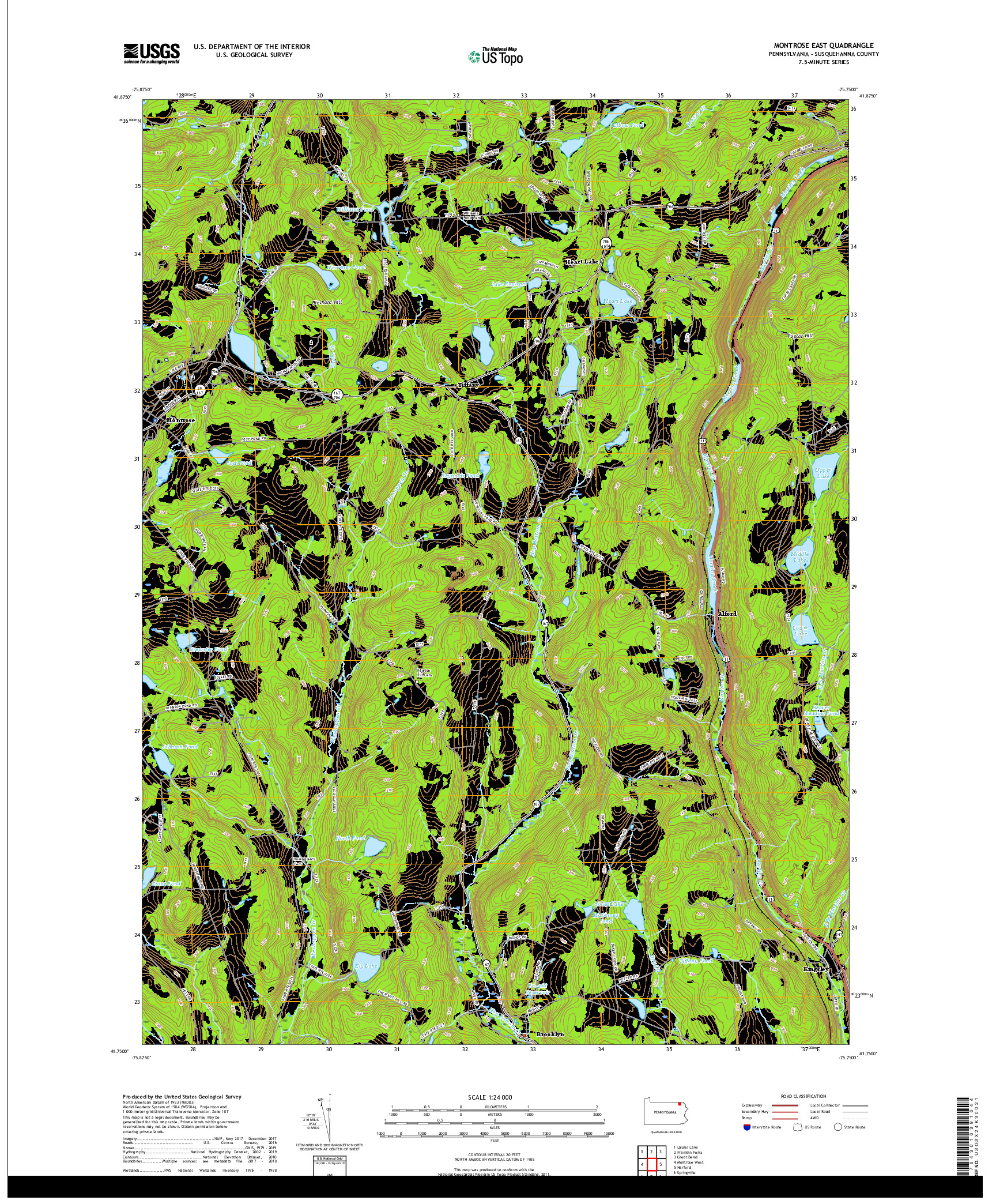 USGS US TOPO 7.5-MINUTE MAP FOR MONTROSE EAST, PA 2019