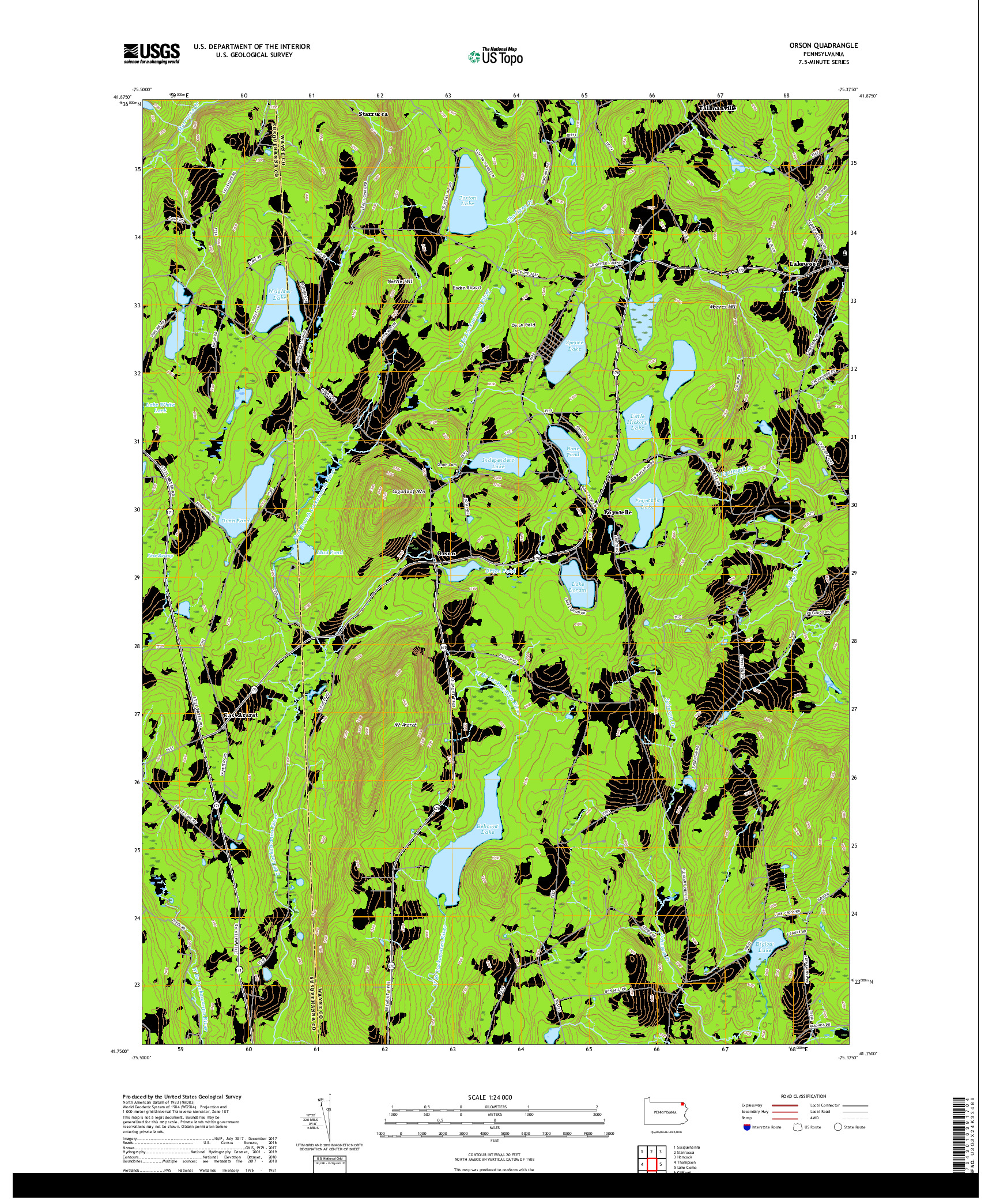 USGS US TOPO 7.5-MINUTE MAP FOR ORSON, PA 2019