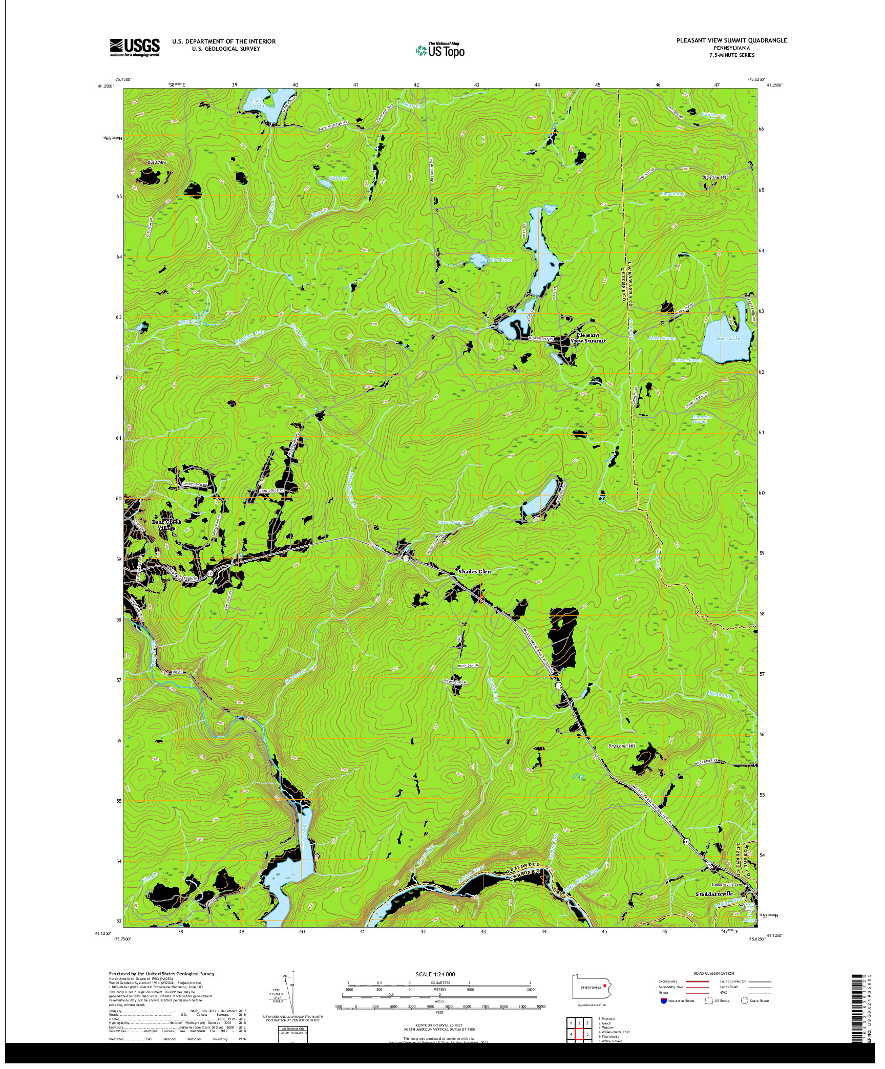 USGS US TOPO 7.5-MINUTE MAP FOR PLEASANT VIEW SUMMIT, PA 2019