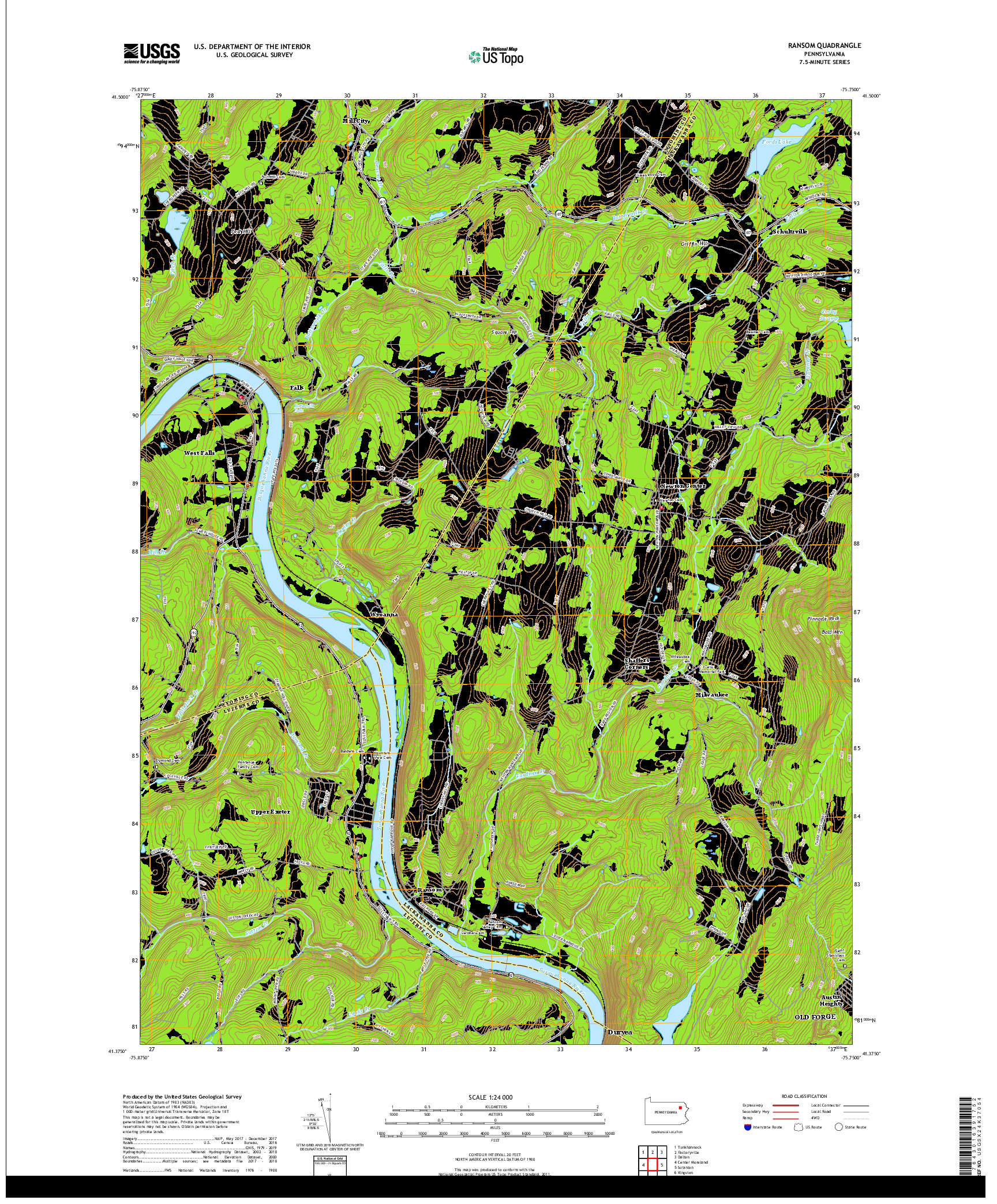 USGS US TOPO 7.5-MINUTE MAP FOR RANSOM, PA 2019