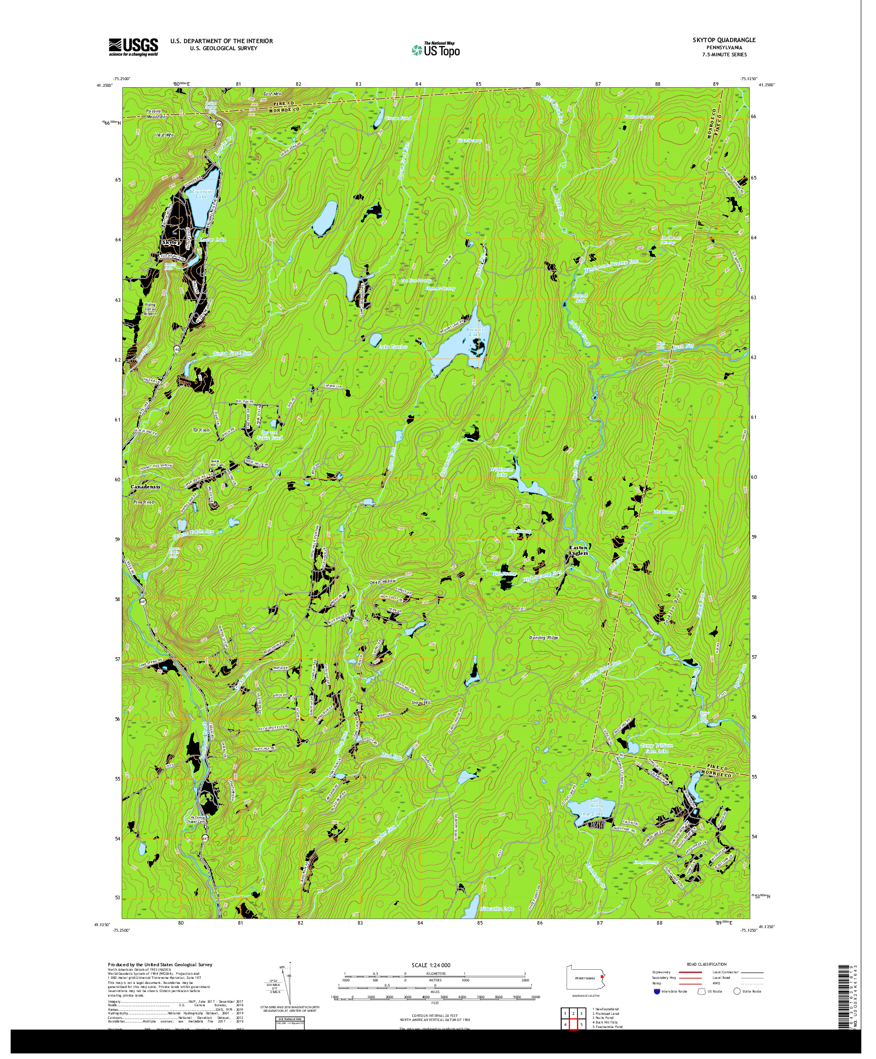 USGS US TOPO 7.5-MINUTE MAP FOR SKYTOP, PA 2019