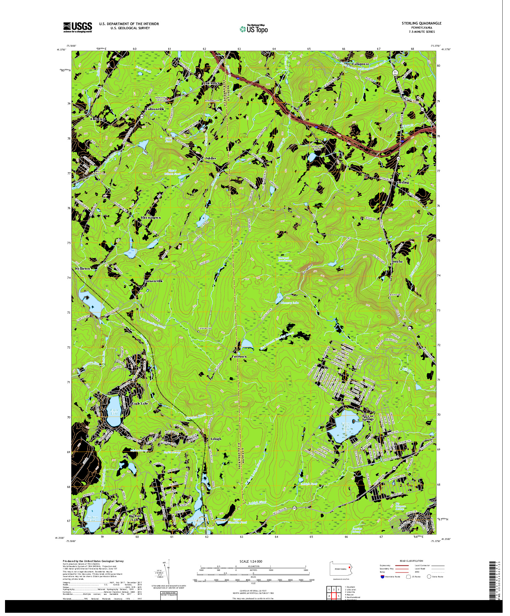 USGS US TOPO 7.5-MINUTE MAP FOR STERLING, PA 2019