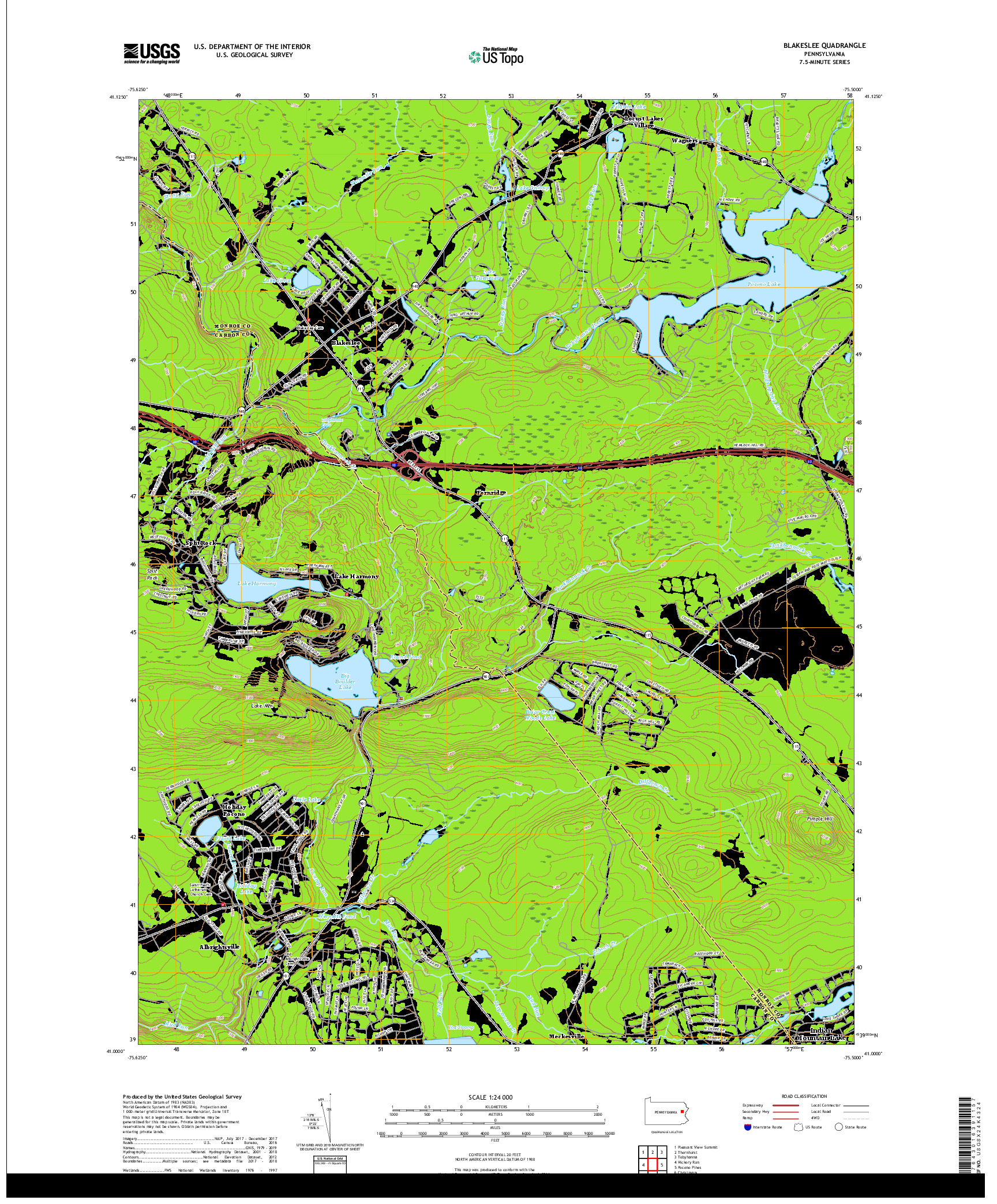 USGS US TOPO 7.5-MINUTE MAP FOR BLAKESLEE, PA 2019