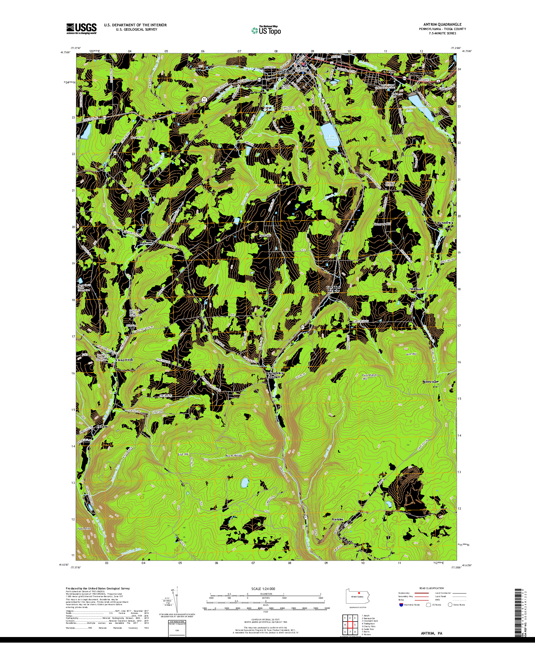 USGS US TOPO 7.5-MINUTE MAP FOR ANTRIM, PA 2019