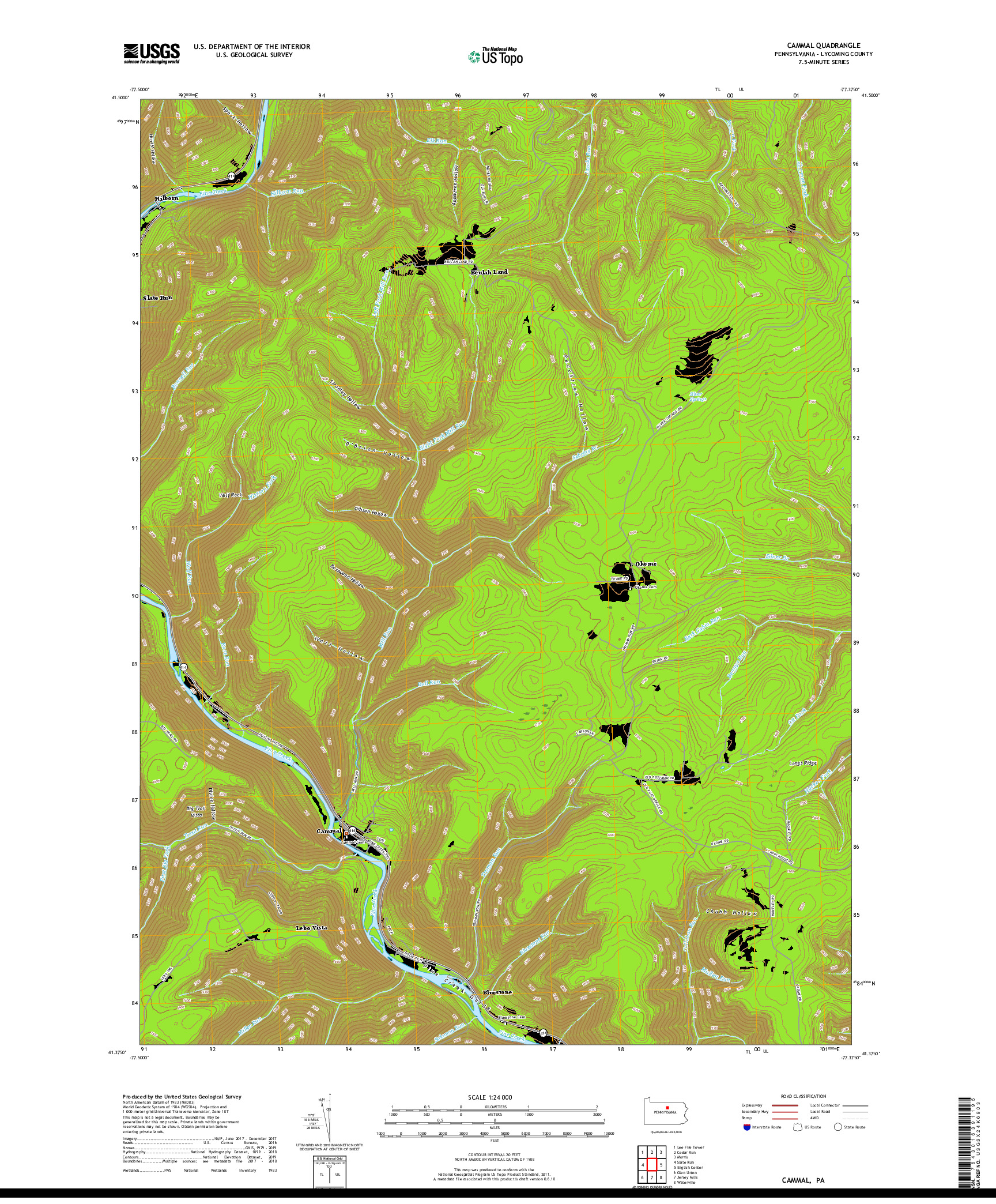 USGS US TOPO 7.5-MINUTE MAP FOR CAMMAL, PA 2019