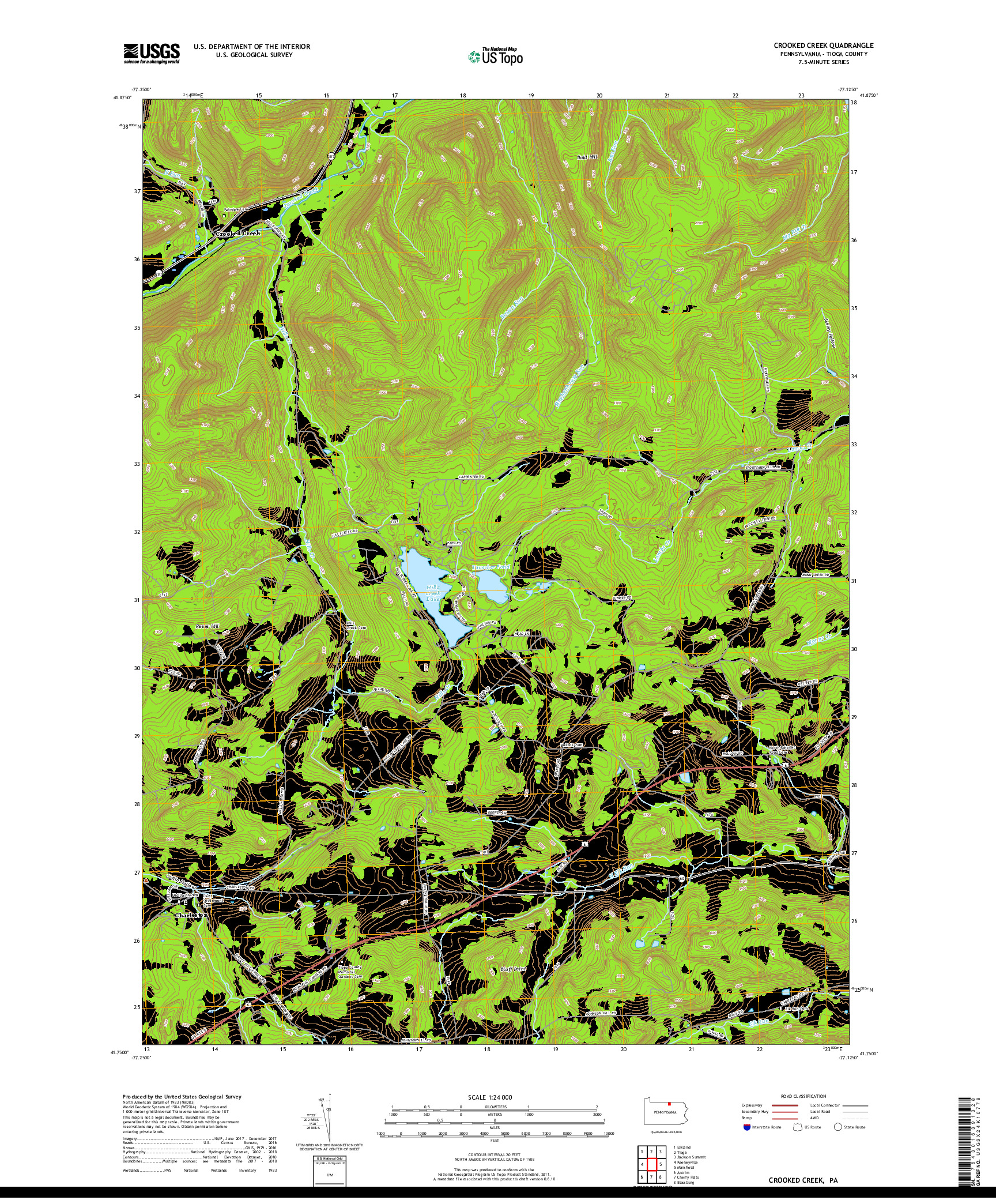 USGS US TOPO 7.5-MINUTE MAP FOR CROOKED CREEK, PA 2019
